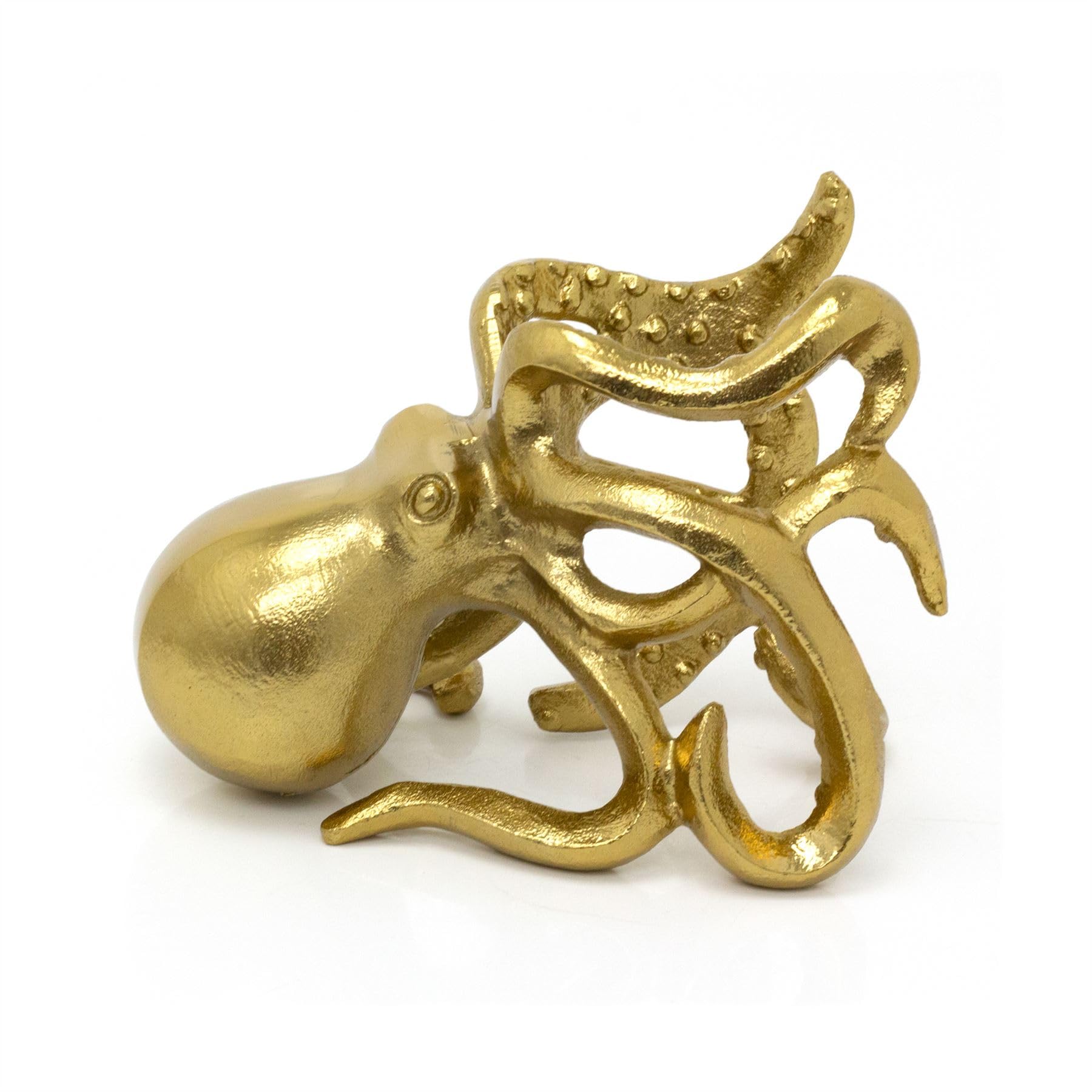 Carousel Home Gold Metal Octopus Wine Holder | Nautical Table Top Wine Bottle Holder | Wine Bottle Display Stand - 15x20cm