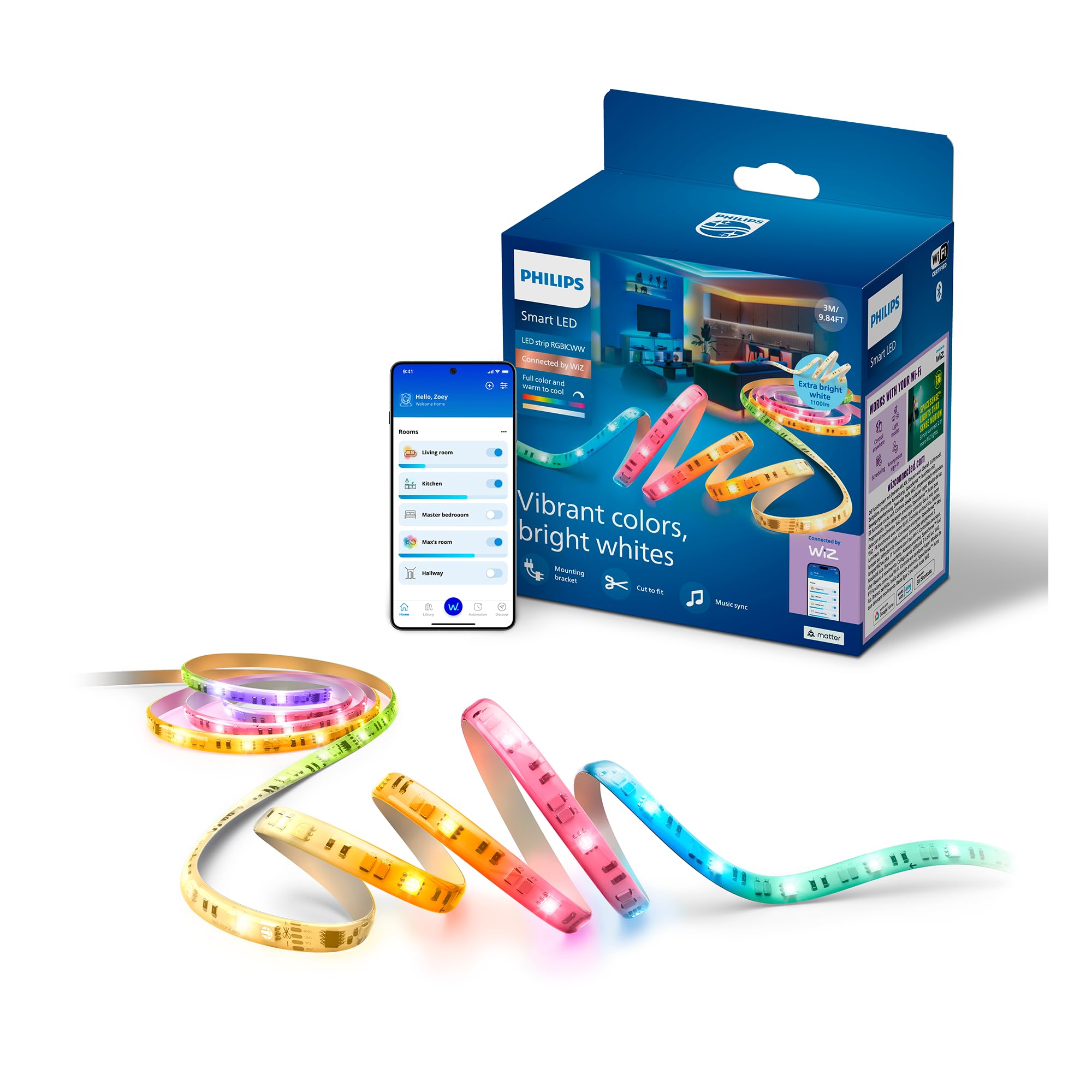 Philips Smart LED Tira de Luces LED Inteligentes RGBICWW, 3 m, Tipo C