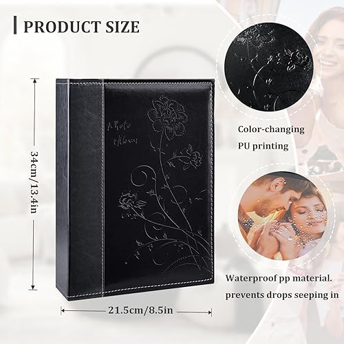 Miniatura 2 de Artmag Álbum de fotos de 4 x 6 pulgadas, 300 fotos, cubierta de cuero de gran capacidad, para bodas, álbumes de fotos familiares con capacidad para