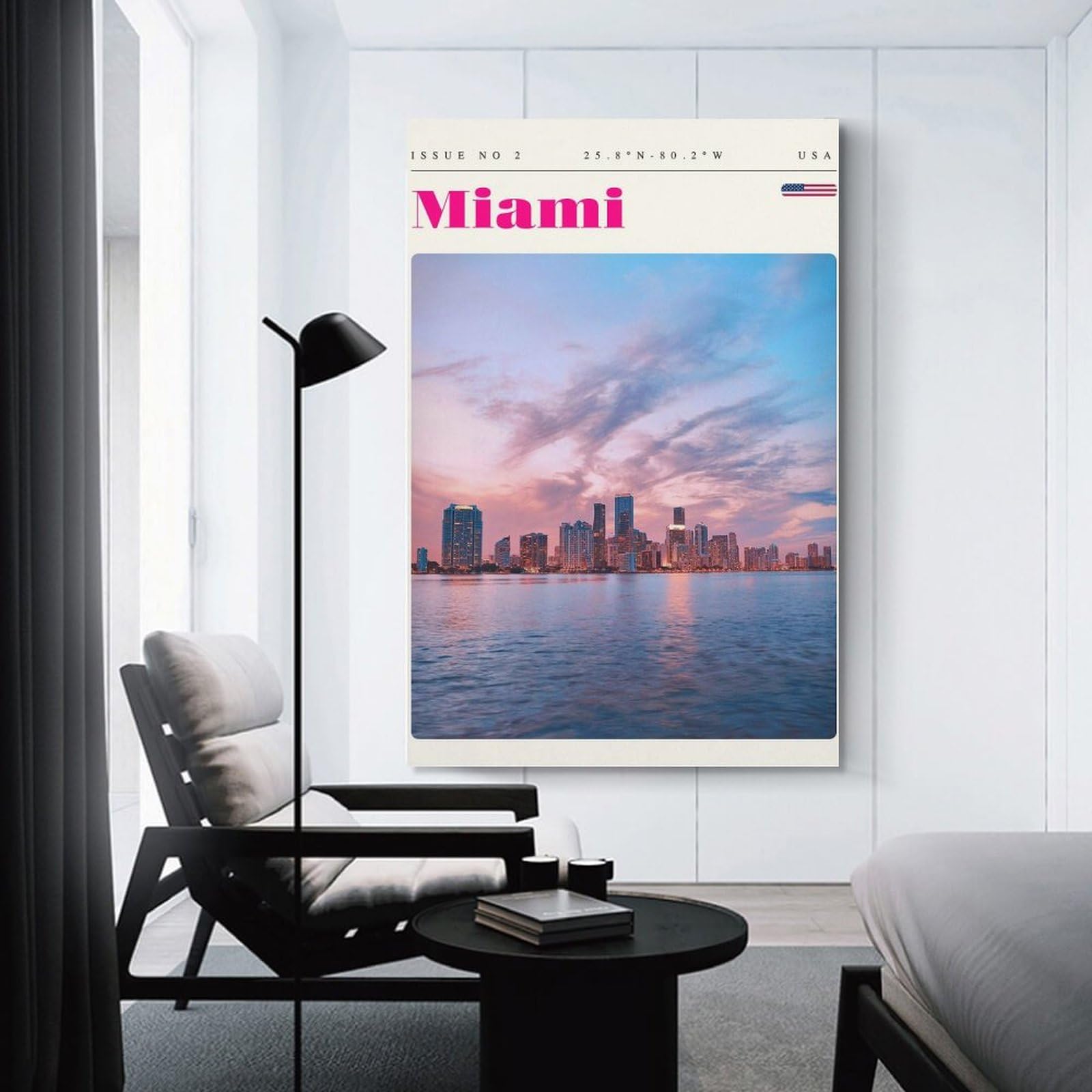 Junmoney Unframe-Style-18 Miami Florida Travel Art Canvas Wall Art, 16X24inch(40X60cm), For Bedroom, Guest Room Or Reading Nook, Decorative Wall Art For Cosy Rooms