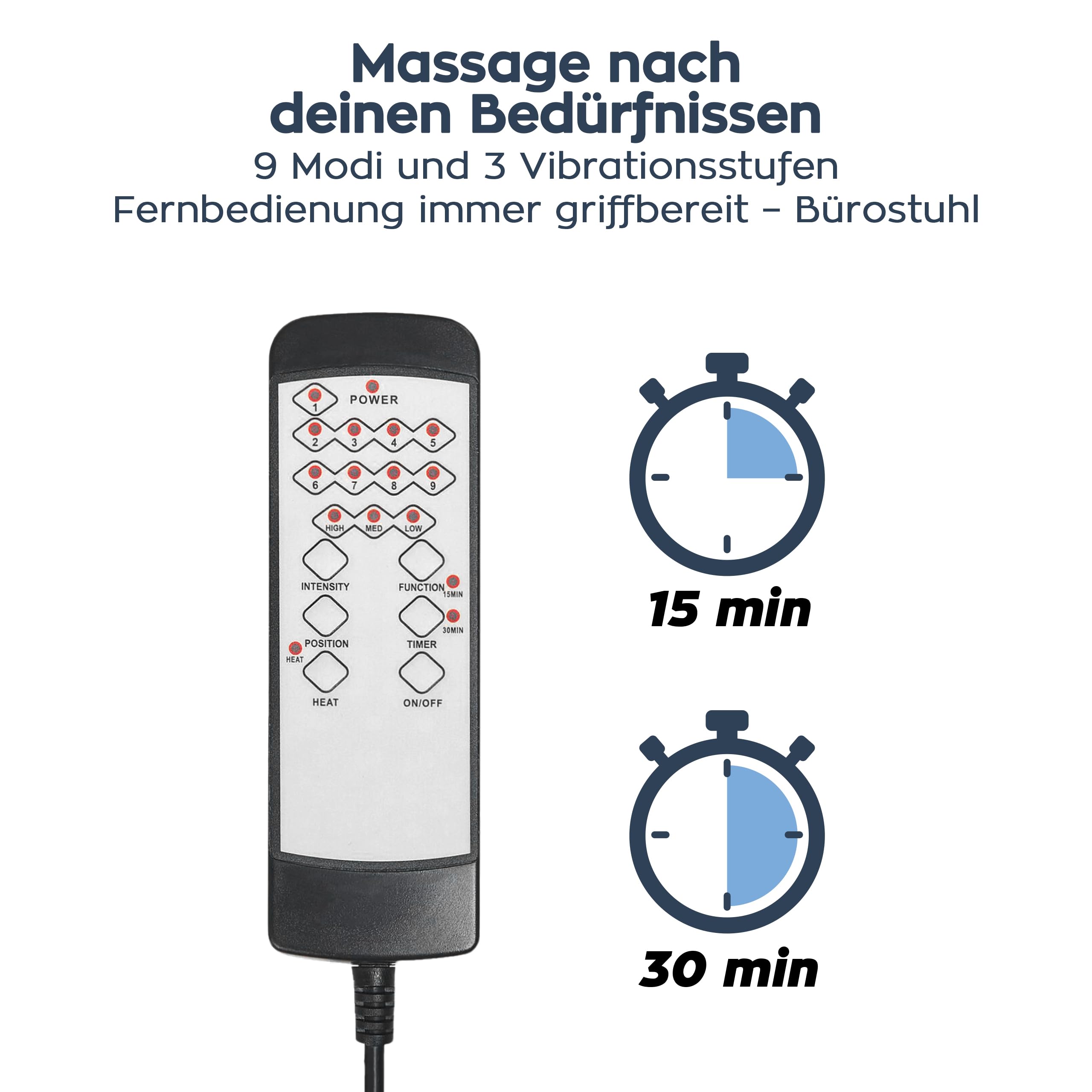 MARK ADLER Boss 6.0 Ergonomischer Chefsessel mit Massagefunktion, Bürostuhl | Massagesessel - 4 Punkt Vibrations - Fußstütze - Wärmefunktion - Drehbar - Kopfunterstützung - Kunstleder - Grau