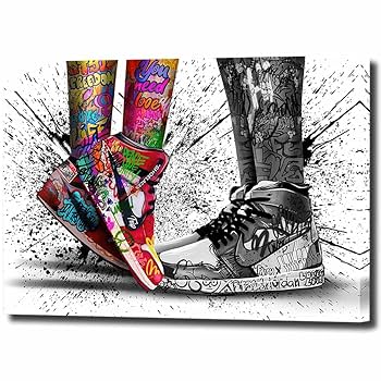 キャンパスアート　壁掛け　ウォールアート　値下げ交渉あり Amazon.co.jp: アートパネル ハート ストリート グラフティ