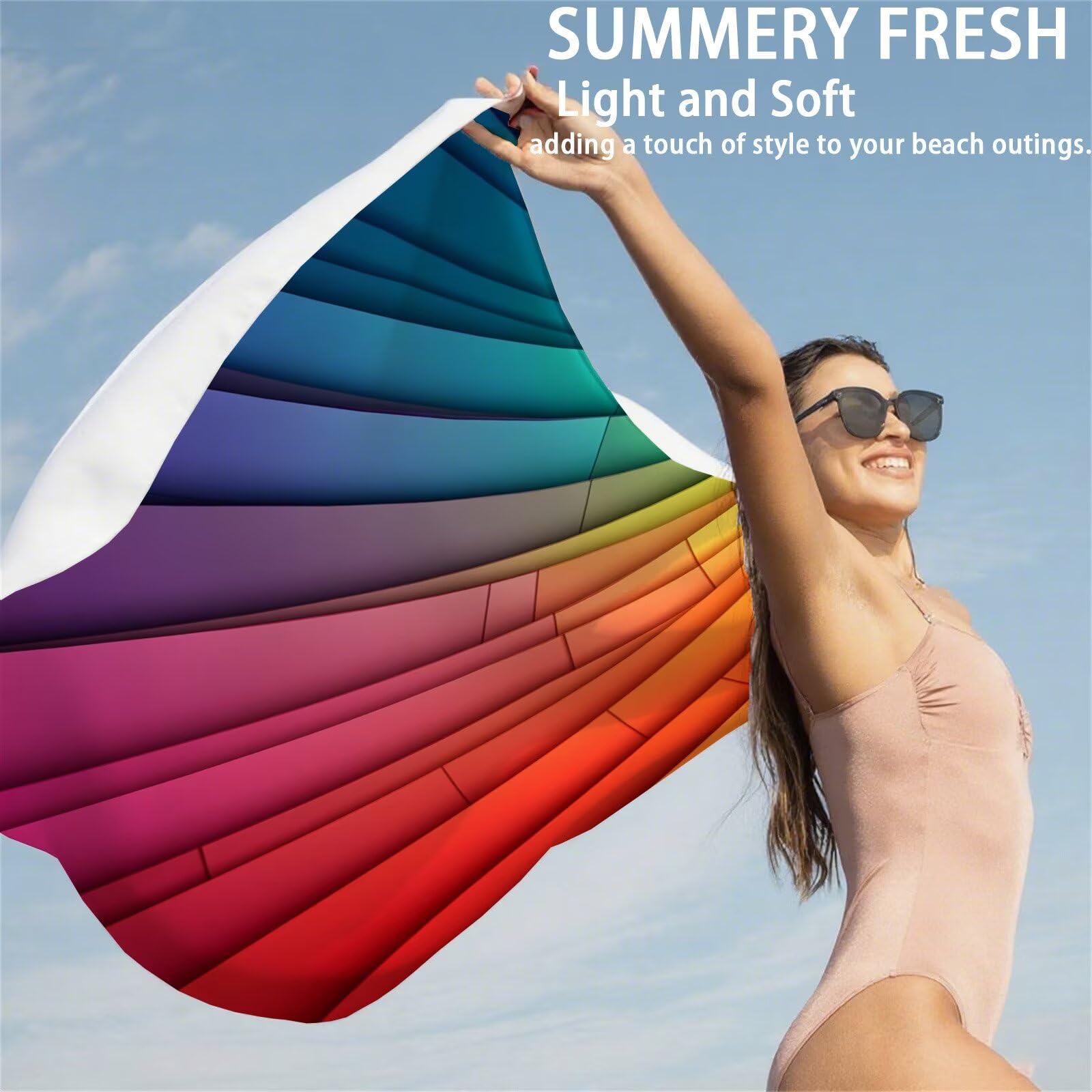 OC-500 ręcznik plażowy, kolorowy, z mikrofibry, w paski, rozmiar XXL, 220 x 100 cm, 2 sztuki, nie zawiera piasku, super chłonny ręcznik sportowy, ręcznik do pływania, na podróż, urlop, do leżenia