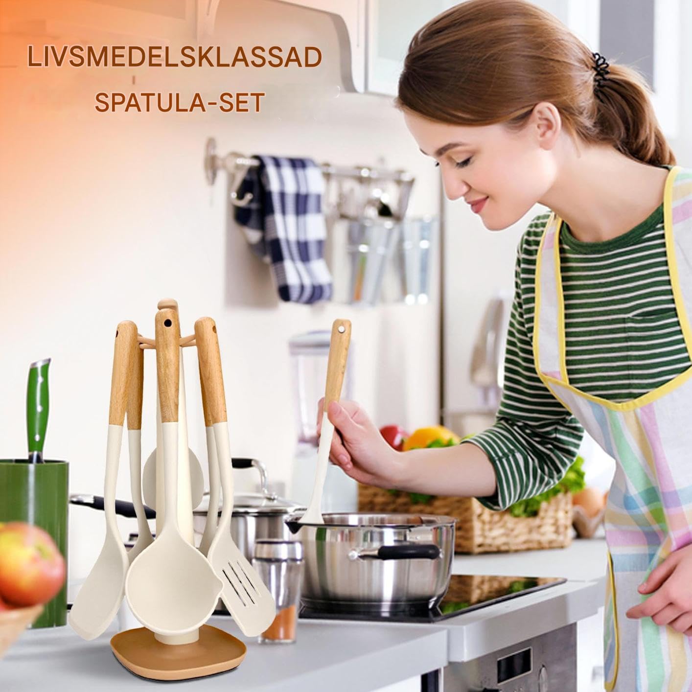 Set di spatole per friggere | Set di utensili da cucina | Set di cottura in silicone di alta qualità resistente al calore elevato per friggere al forno cena all'aperto