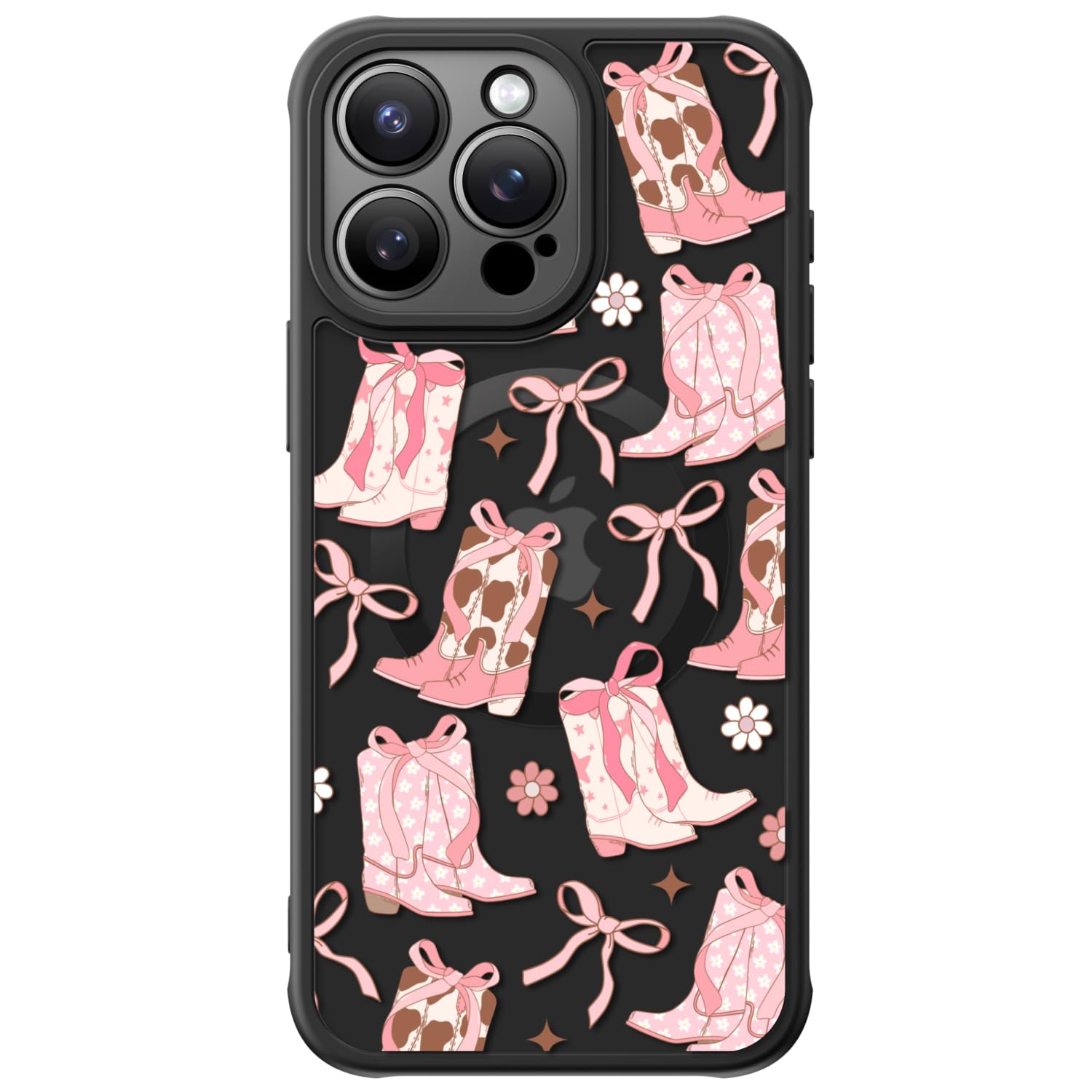 FUNMIKO for iPhone 15 Pro Case Wireless Charging & Military-Grade Protection - Cute Floral Design for Women Girls, Non-Slip Matte Cover with