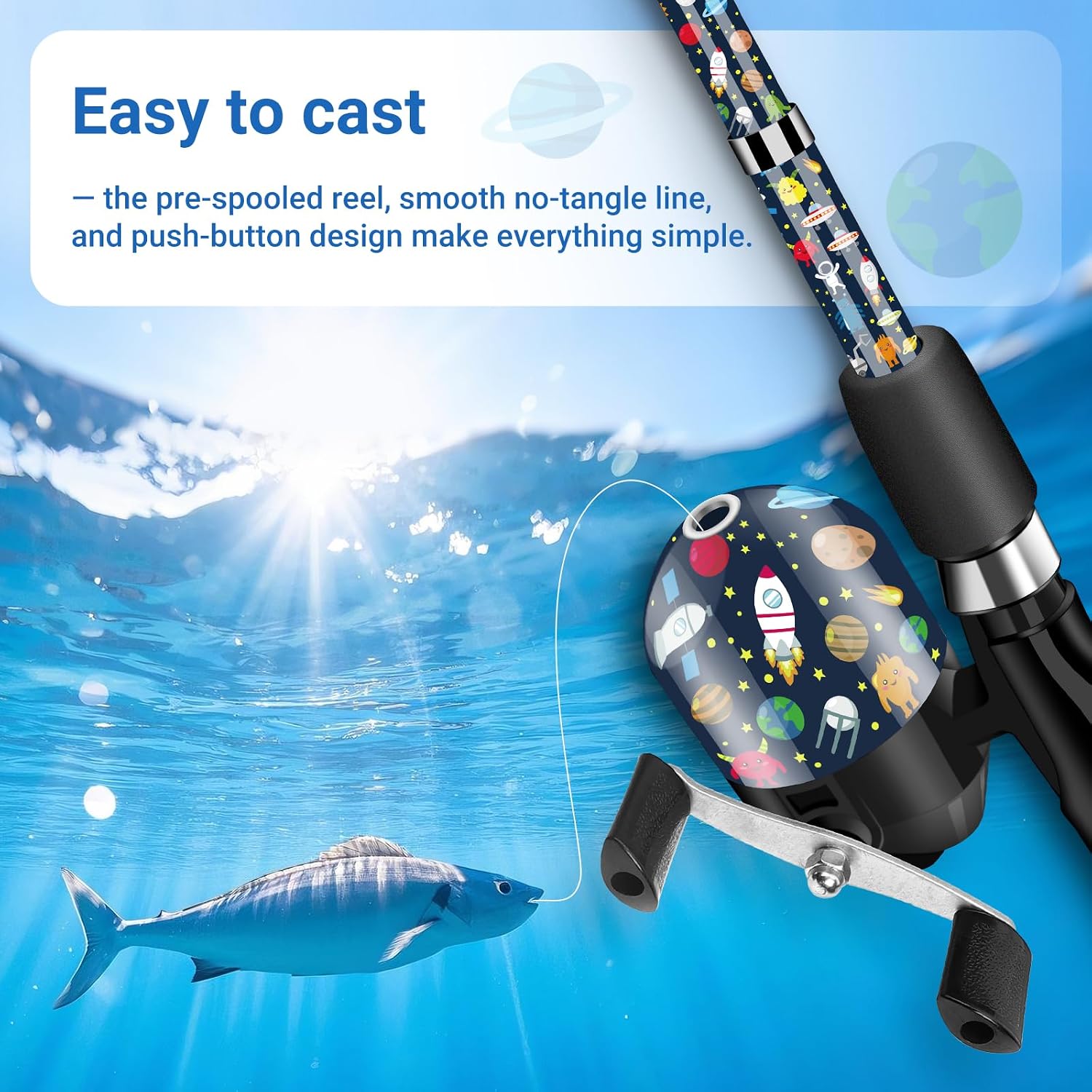 Kids Fishing Pole for Boys Girls Age 4-8, Portable Telescopic Fishing Rod and Reel Combo, 3.94 ft
