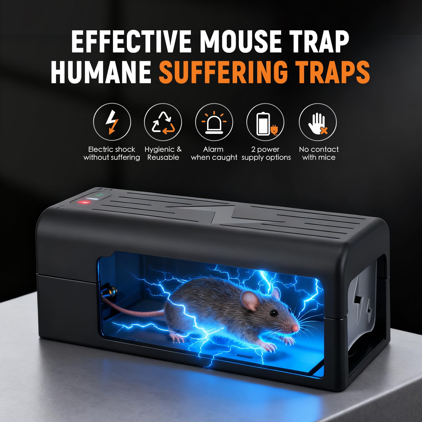 Elektrische Mausefalle, Humane 3000V Hochspannung, Haustiersichere & Wiederverwendbare Rattenfalle für Innenbereich, Vergrößertes Einlassdesign, Effektive Lösung für Mäuse & Ratten in Küche, Haushalt - 5