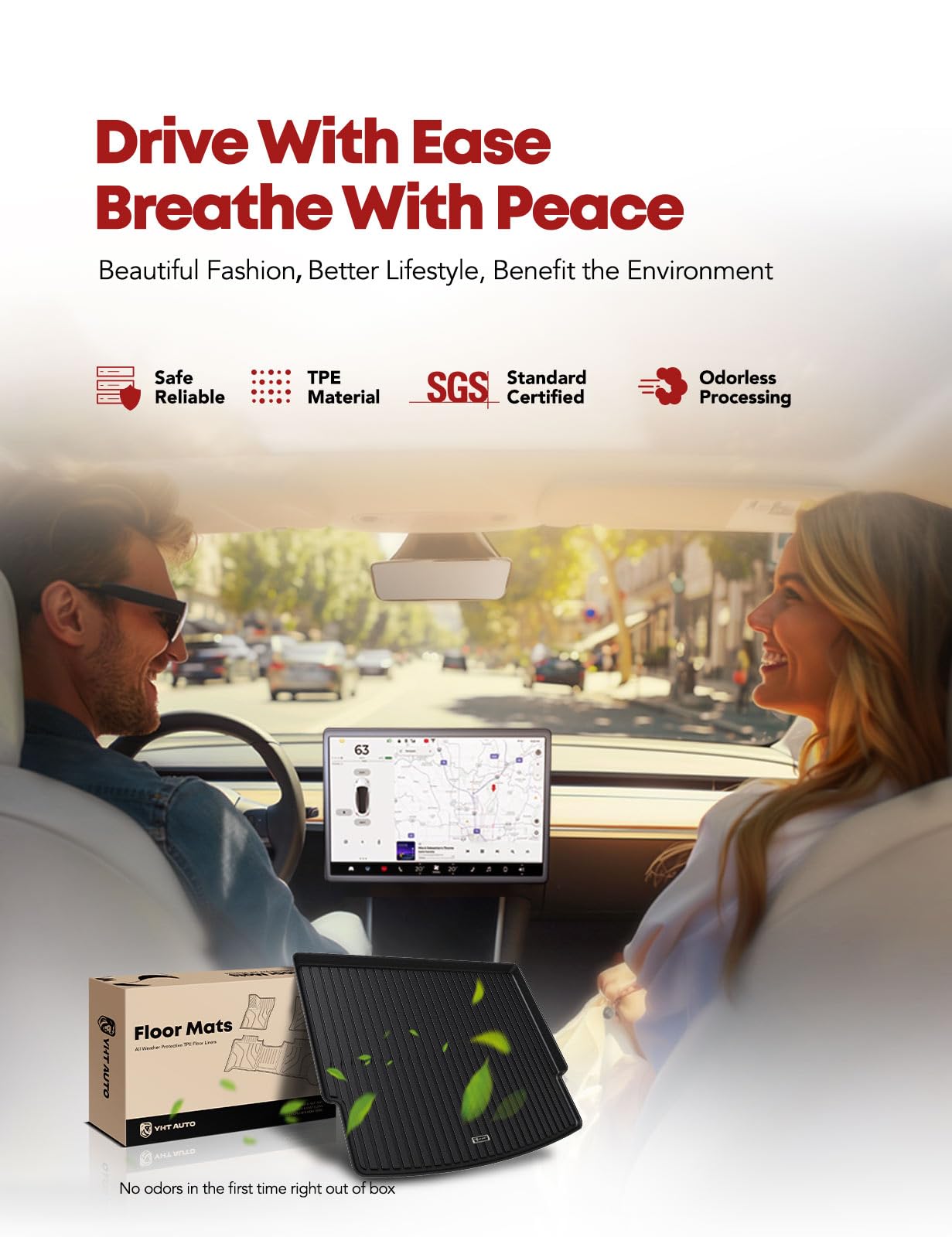 YHTAUTO Floor Mats Cargo Mat Fit 2021-2026 Nissan Rogue Not Rogue Sport TPE All Weather Floor Liner Odorless — view 3