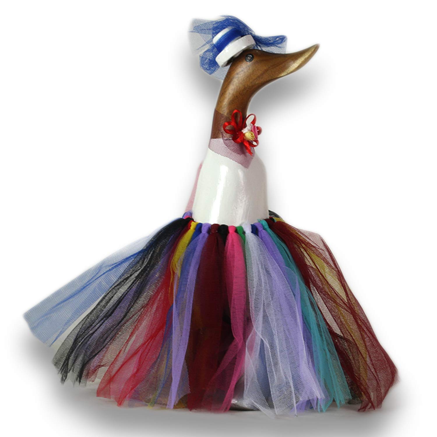 ART-CRAFT Holz Ente Lauf Ente Gartendeko Figur aus Bambus Wu