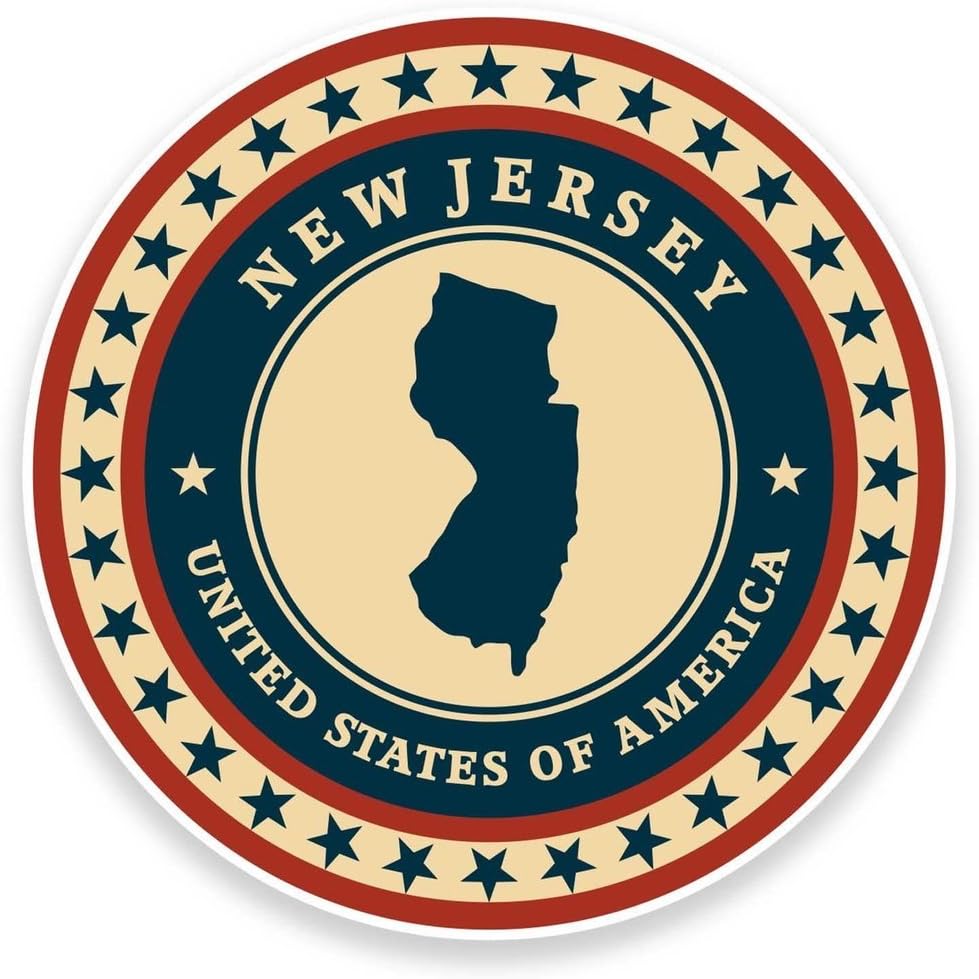 2 x 25cm/250mm New Jersey USA Vinyl Sticker Decal Laptop Car Travel Luggage Label Tag #9408