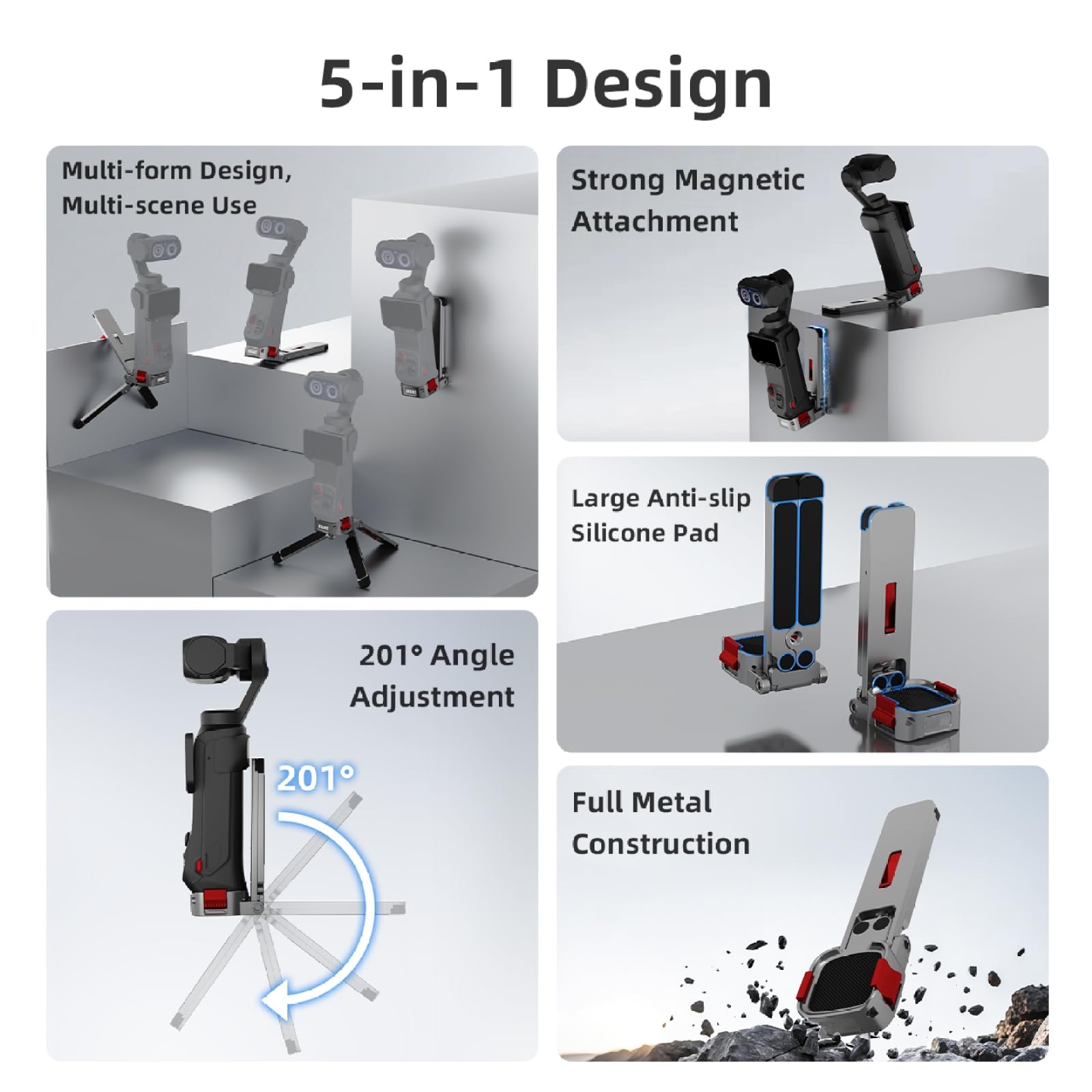 Trípode Magnético para Insta360 Luna Ultra Soporte Metálico Portátil de Mano con Base Ajustable, Liberación Rápida, Antideslizante con Orificio para Tornillo de 1/4" para 360 Luna Ultra