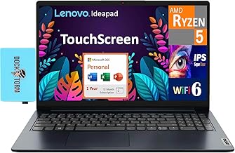 Lenovo Ideapad 1i Everyday Value Laptop 15.6" Touchscreen IPS FHD Display (Intel i5-1334U, 24GB DDR4, 1TB PCIe SSD, Intel Iris Xe, WiFi 6) w/MS 365 Personal, DKZ USB Port Expander