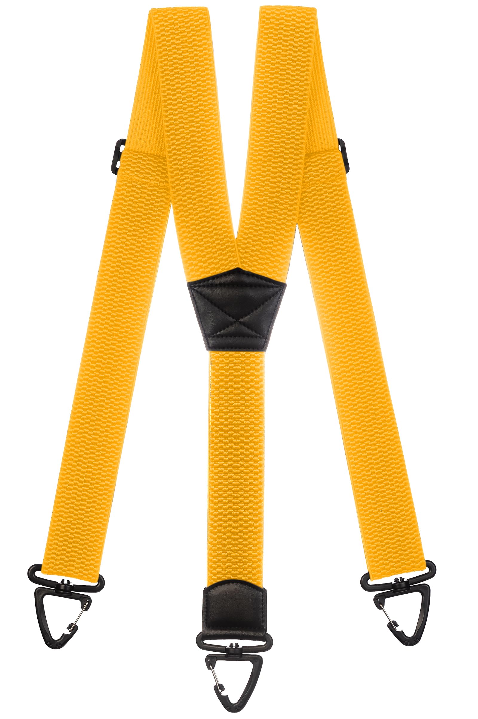 Olata Heavy Duty Extra Wide Y-Shape Braces/Suspenders with Plastic Carabiner Clips - 5cm. Yellow