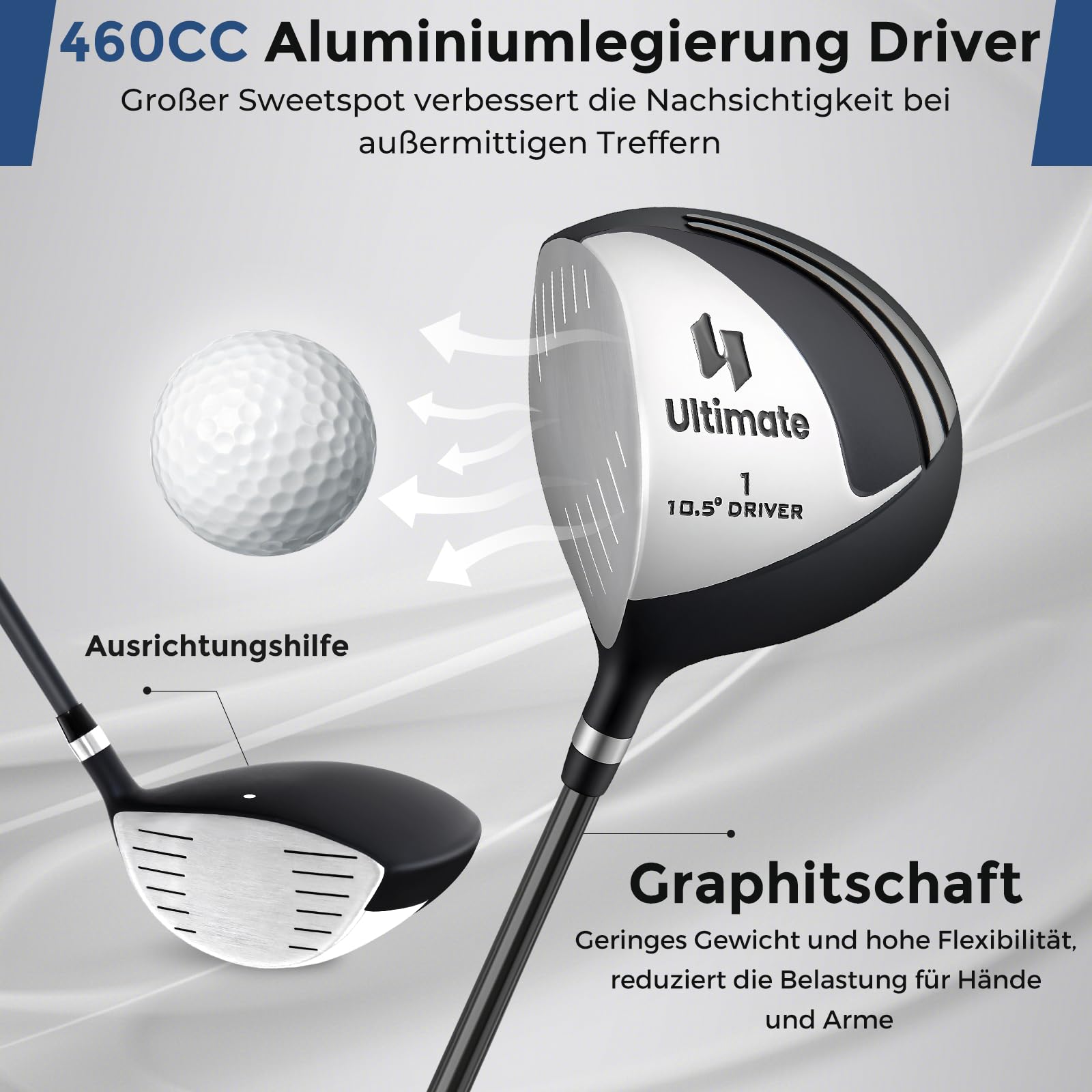 COSTWAY Golfschläger Set Herren, 9 teiliges Golfset linkshändig mit Golftasche & Regenhaube, Golfschlägersätze mit Putter, Driver & Fairway & Hybrid & Eisen, Komplettes Golf Set