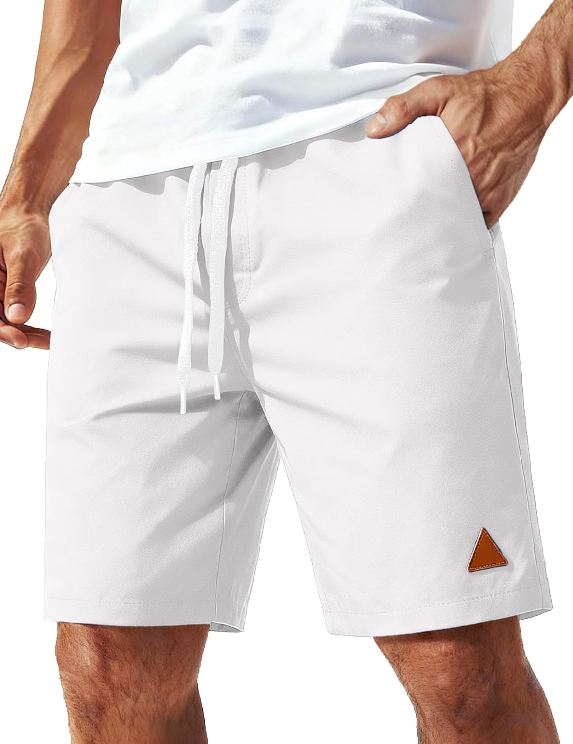 COOFANDY Mens 9" Casual Shorts with Zipper Pocket Elastic Waist Drawstring Chinos Short Summer Lightweight Cotton Shorts