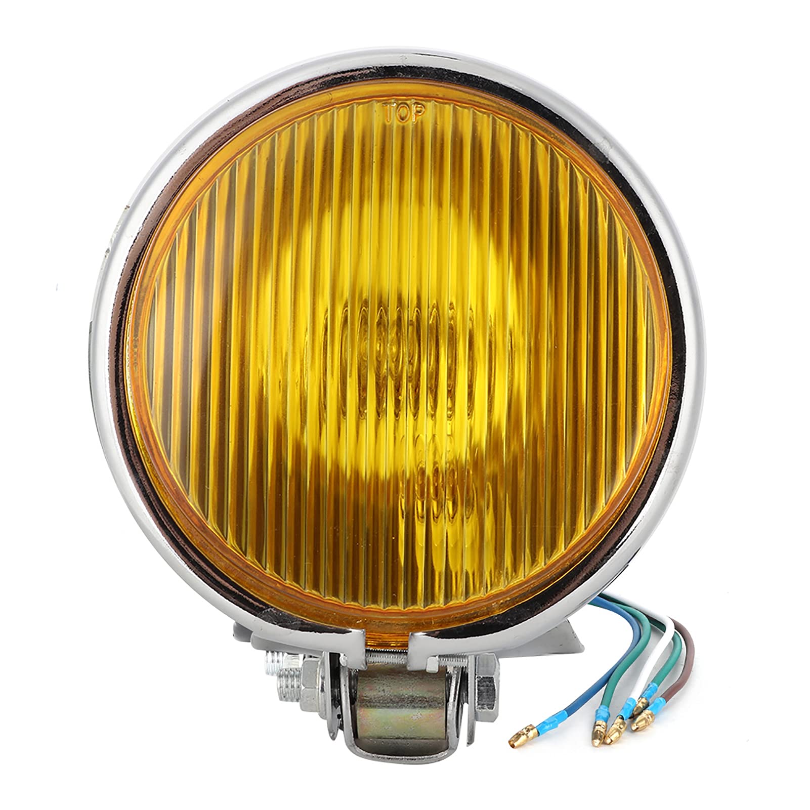 Faro Per Moto Vintage, Faro Stile Retrò Faro Per Moto Nostalgico Faro Per Moto Universale Accessorio Per Modifica Moto(Vetro giallo guscio d'argento)