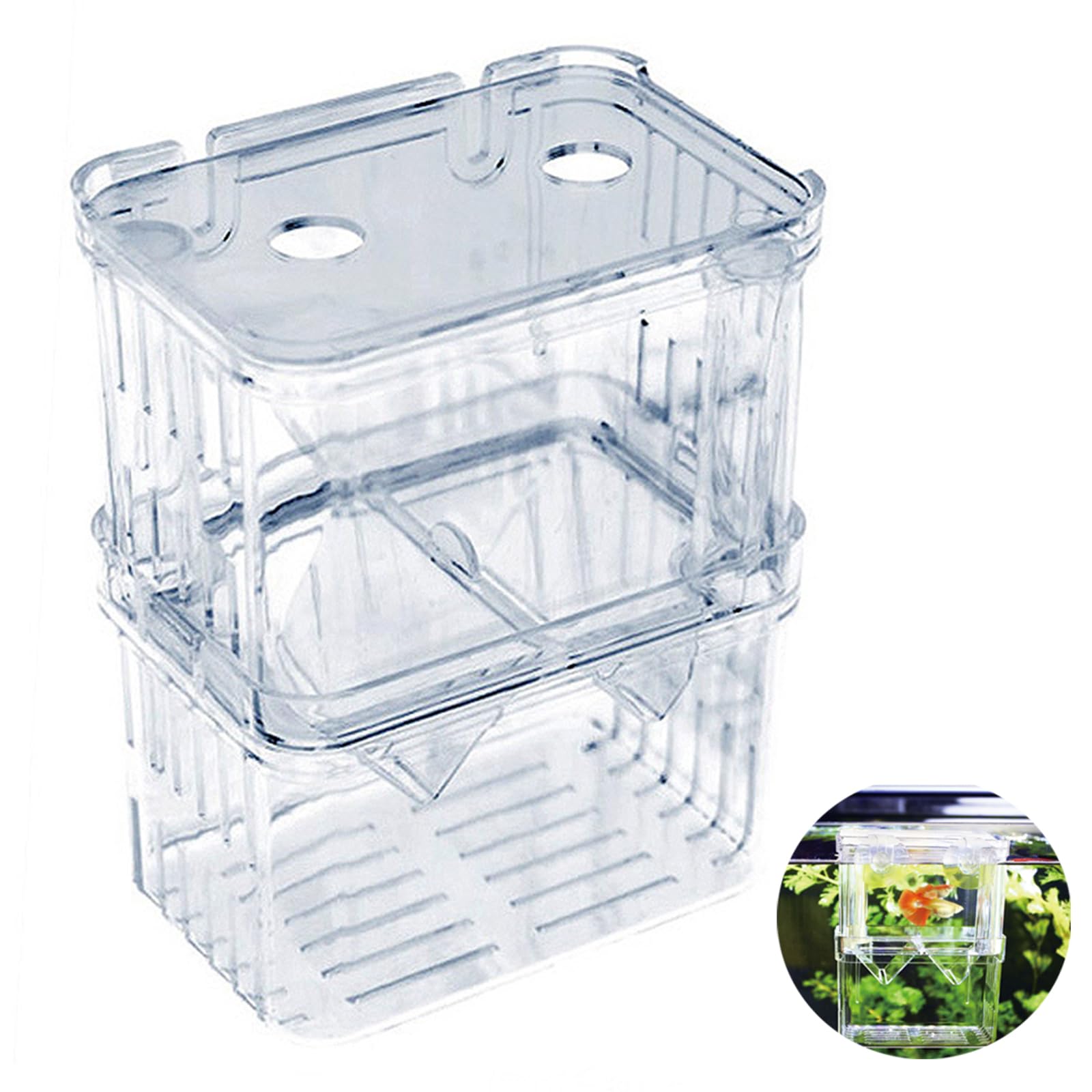 LKCCTK 隔離ケース 産卵ケース 透明 繁殖隔離ボックス 13.5*10*7cm 水槽用 繁殖隔離ボックス 産卵 孵化 隔離 飼育保護 多機能水族館アクセサリー