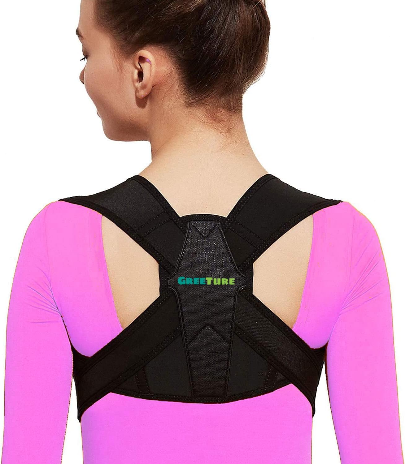 Posture Corrector for Women and Men, Adjustable Upper Back Brace, Breathable Back Support straightener, Providing Pain Relief from Neck, Shoulder, Clavicle, Back Belt (Free Size)Non toxic