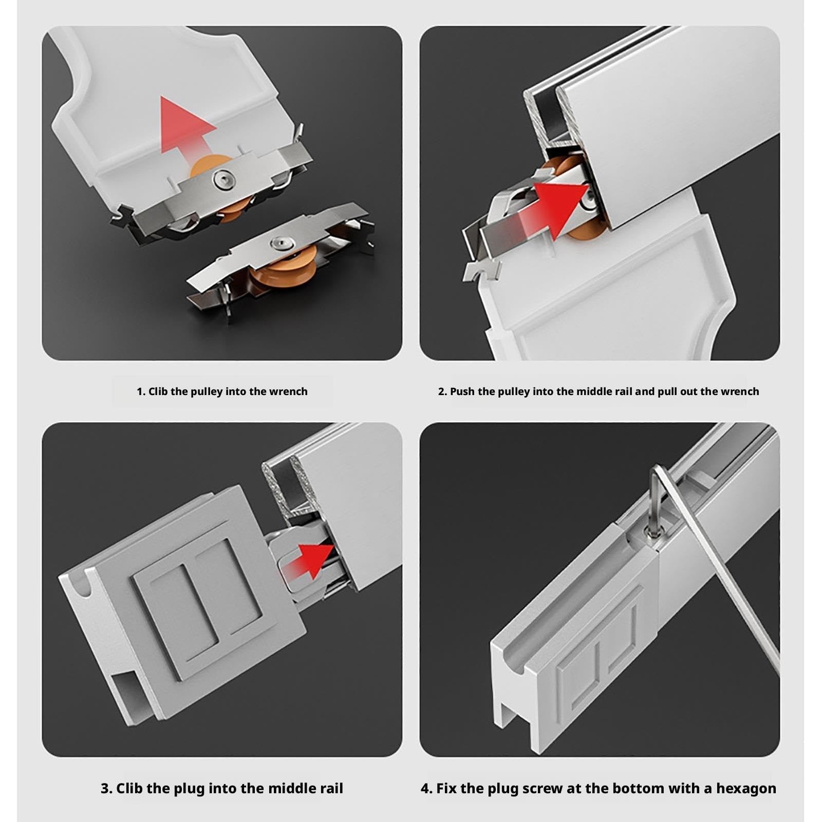 Rail de porte coulissante en aluminium pour armoires et vitrines, compatible avec le verre acrylique, fonctionnement fluide pour un accès facile
