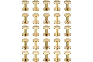 PATIKIL 25 Sets Brass Chicago Screws for Leather Binding and Crafts (M4x8mm)