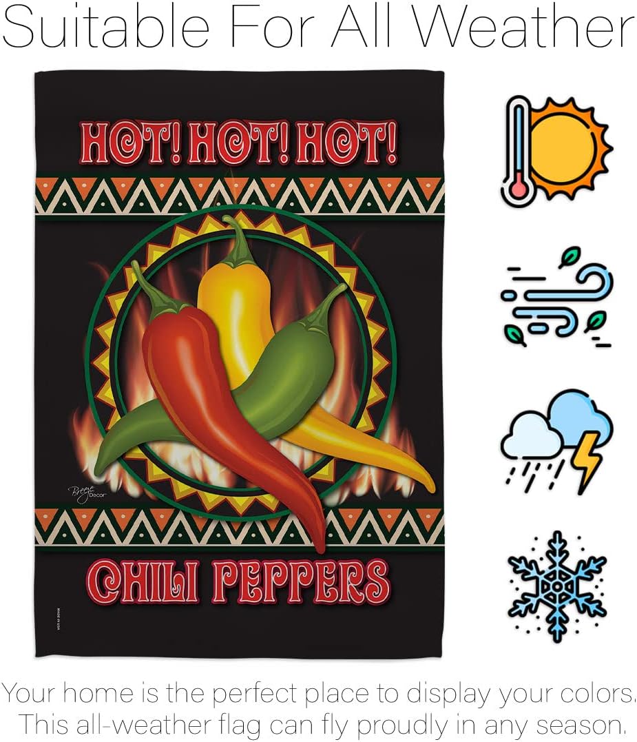 Breeze Decor - Chili Peppers Food - Everyday Vegetable Impressions Decorative Vertical Garden Flag 13" x 18.5" Printed in USA