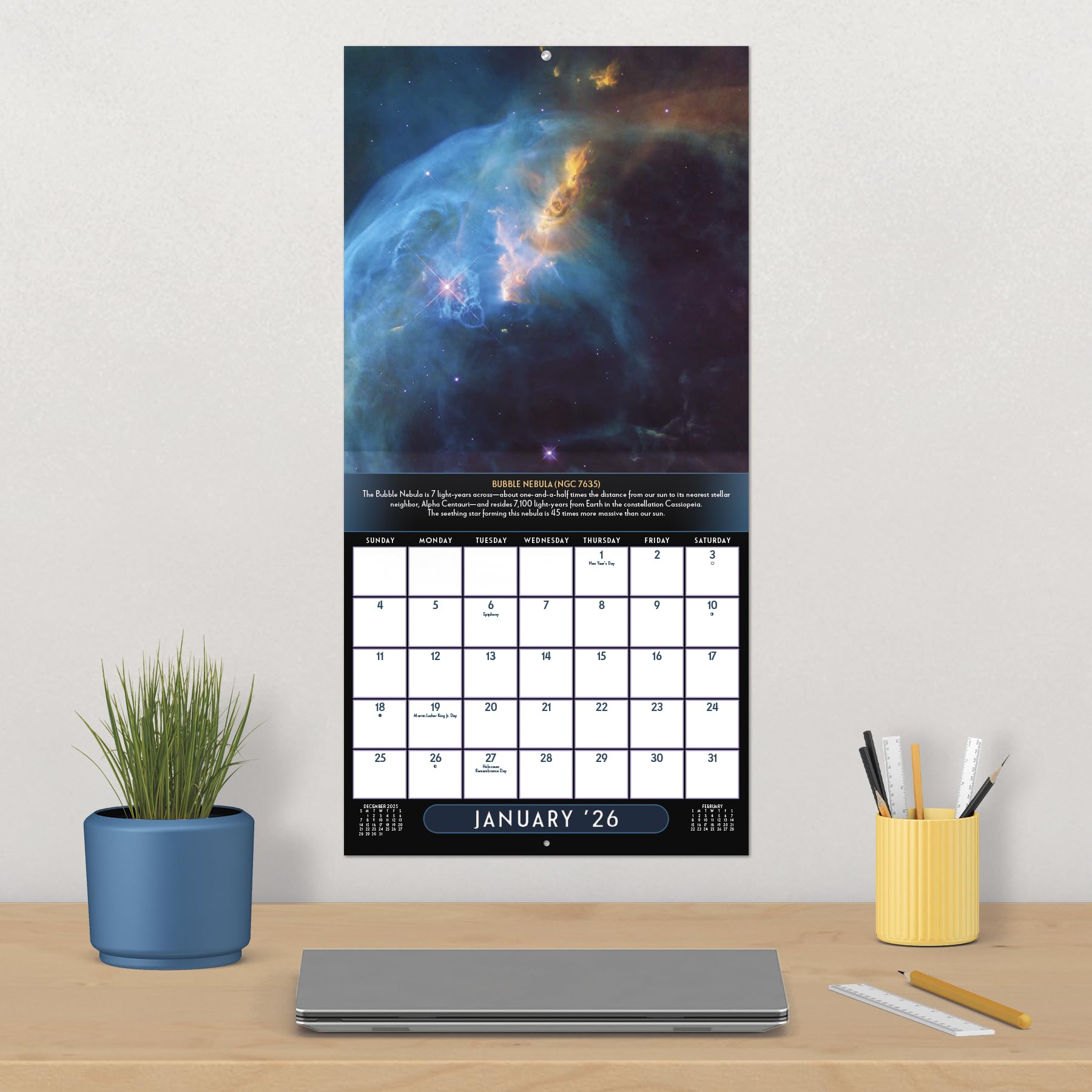 Calendrier mural 2026 NASA - Vues du télescope Hubble