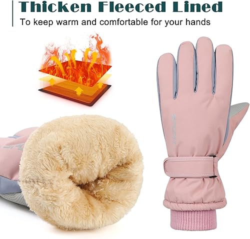 Miniatura 2 de American Trends Guantes de esquí de invierno para mujer, guantes de invierno impermeables para pantalla táctil, guantes de nieve