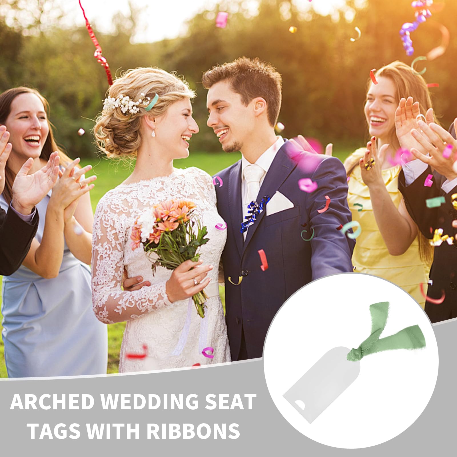 30 Targhette per nomi di nozze in acrilico +un rotolo di nastro Verde,segnaposto in acrilico per matrimoni,Espositore da tavolo in Acrylic,Arco Acrylic nome matrimonio (Trasparente + Verde)
