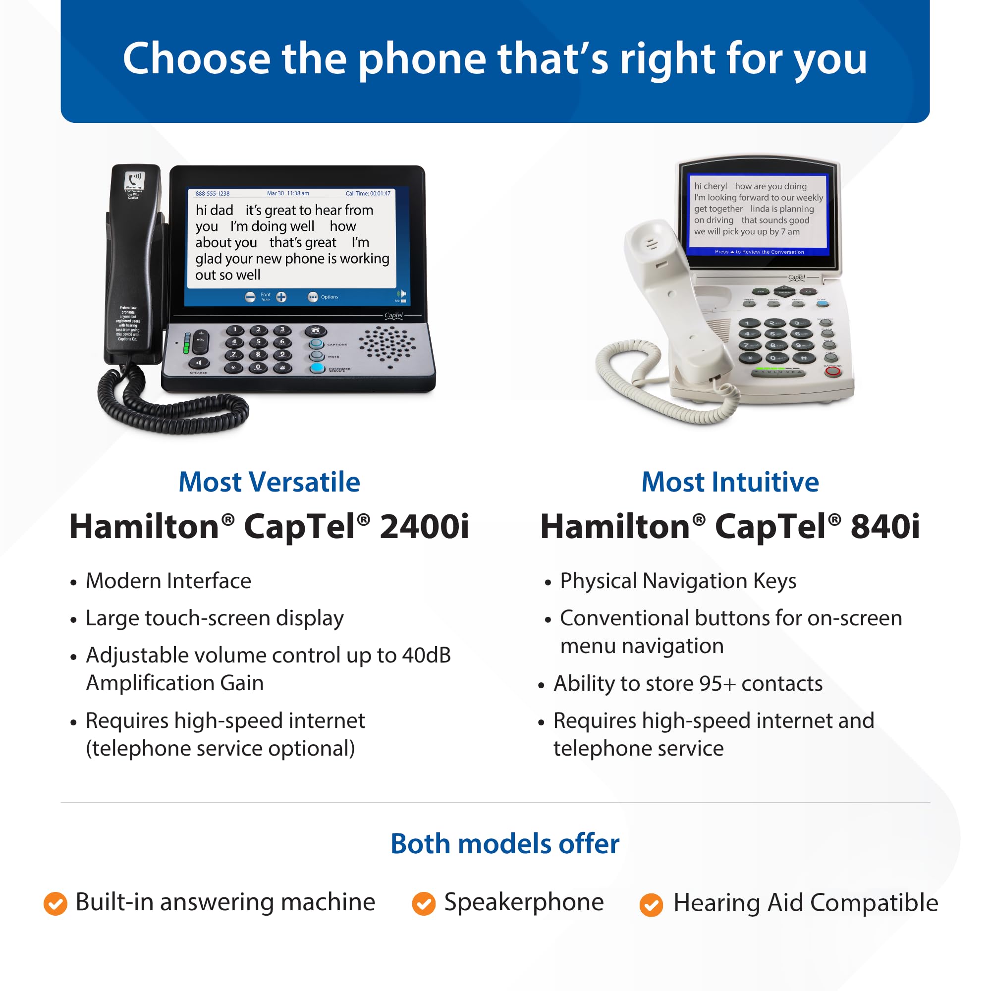 Hamilton CapTel 2400iSPNBT Large Touch Screen Captioned Telephone — Amazon image 7