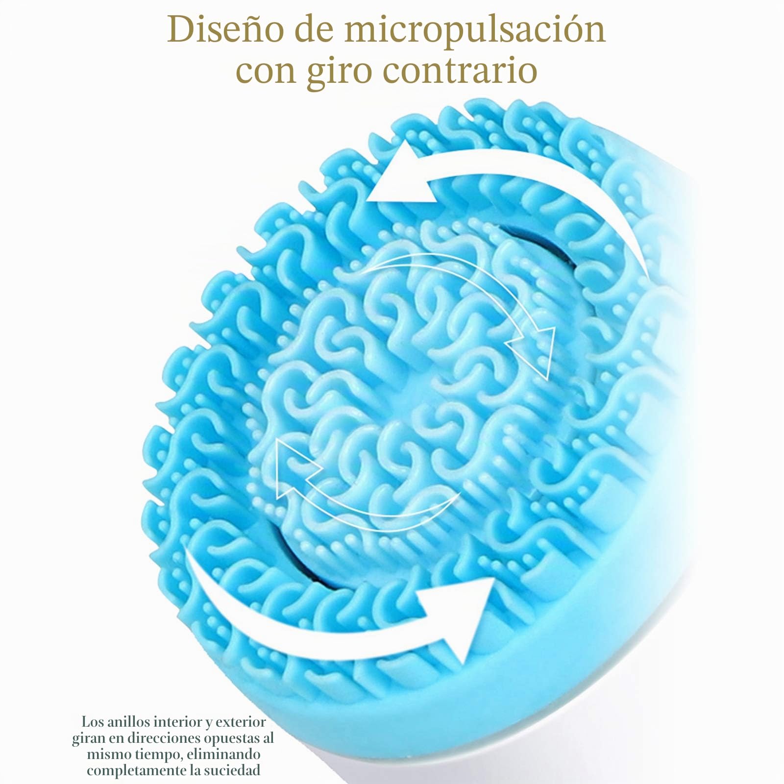 WingFly Cepillo giratorio facial - 3 cabezales de carga USB - Limpieza profunda y masaje - Azul