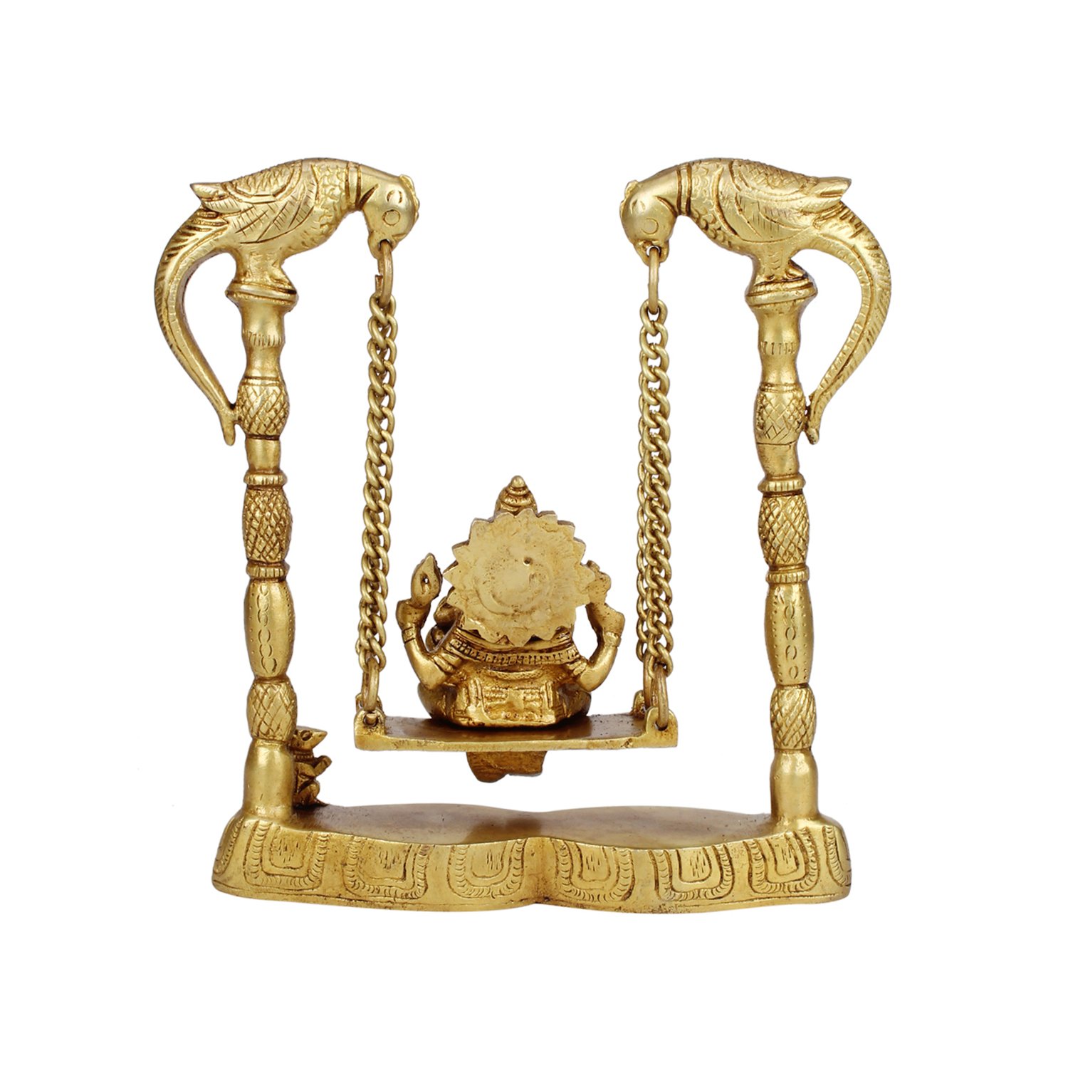 Ganesh en laiton sur Jhoola Ganesh Swing Decor Showpiece Statue fabriquée à la main 20,3 cm, doré 1 pièce standard