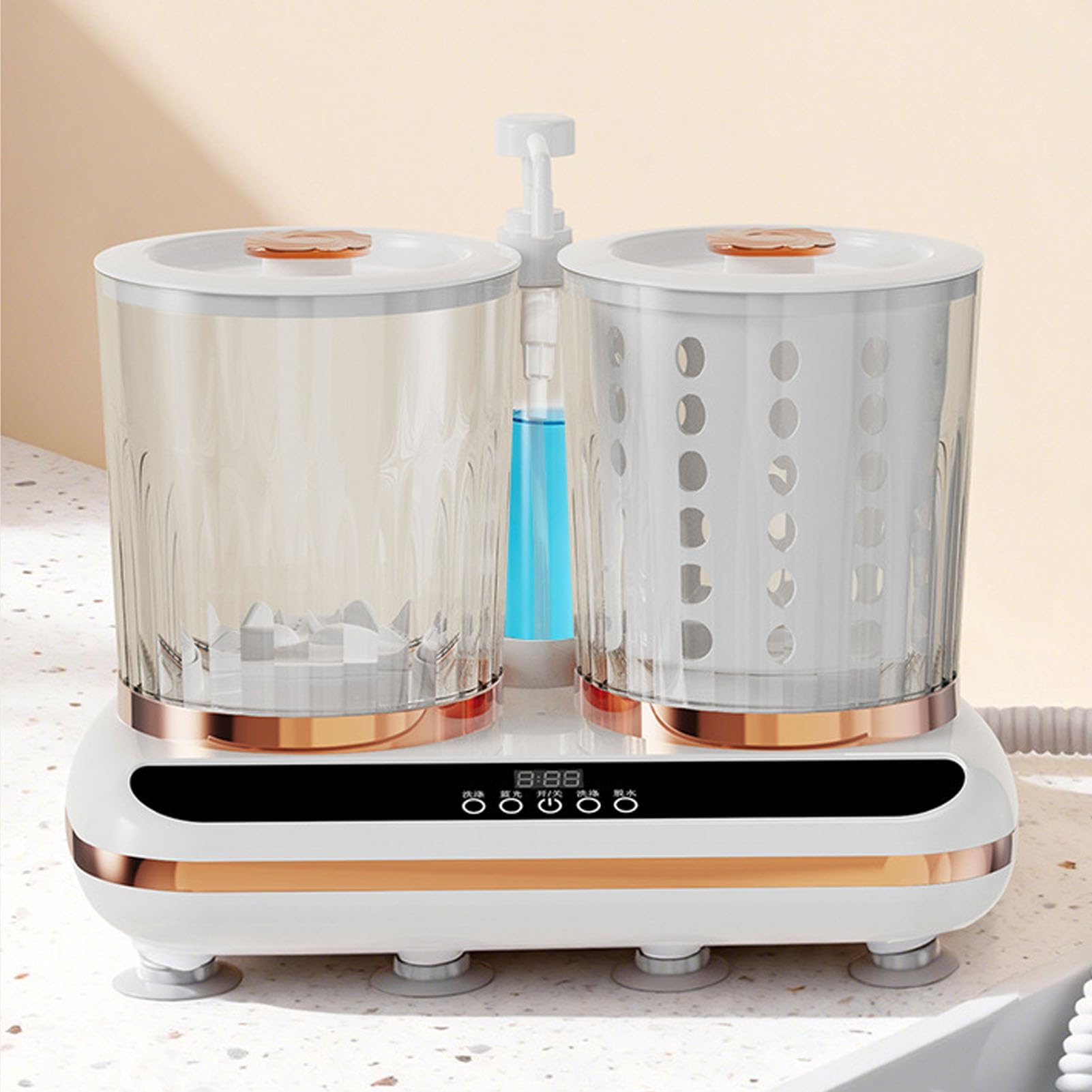 Underwear Washing Machine, Rechargeable Portable Underwear Washer with Dual Cup Spin Dry Drain Pipe for Deep Cleans Small Clothes Bathroom Home Travel RV Hotel Use