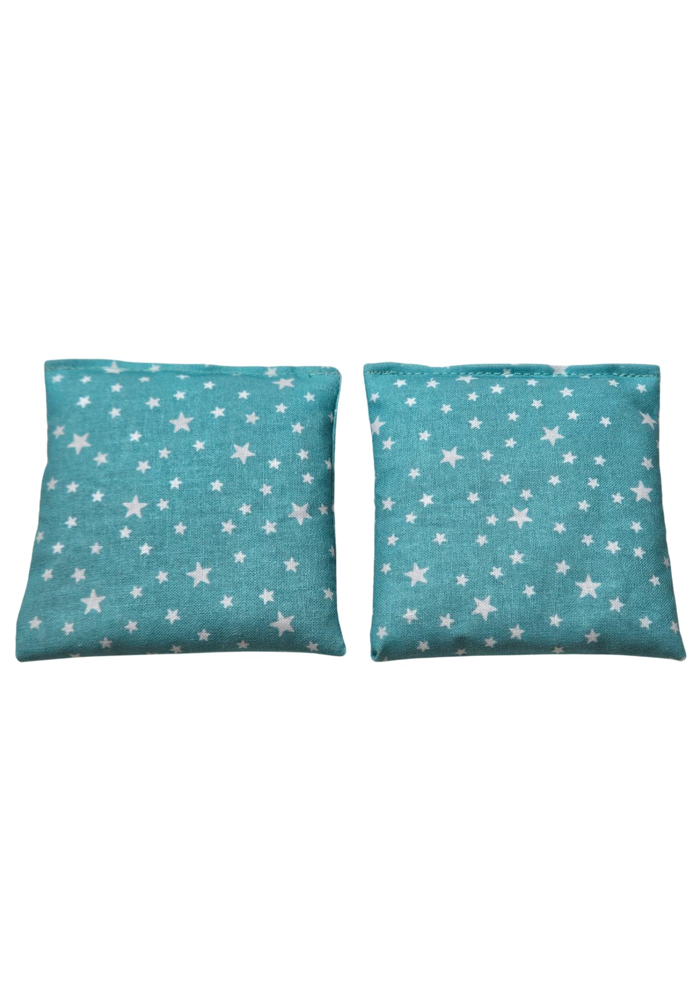 Saco semillas microondas, Tela 100% algodón orgánico. Saco térmico de semillas retención de calor y frio para manos 10 x 9 cm. 2 unidades. (ESTRELLITAS AZULES)