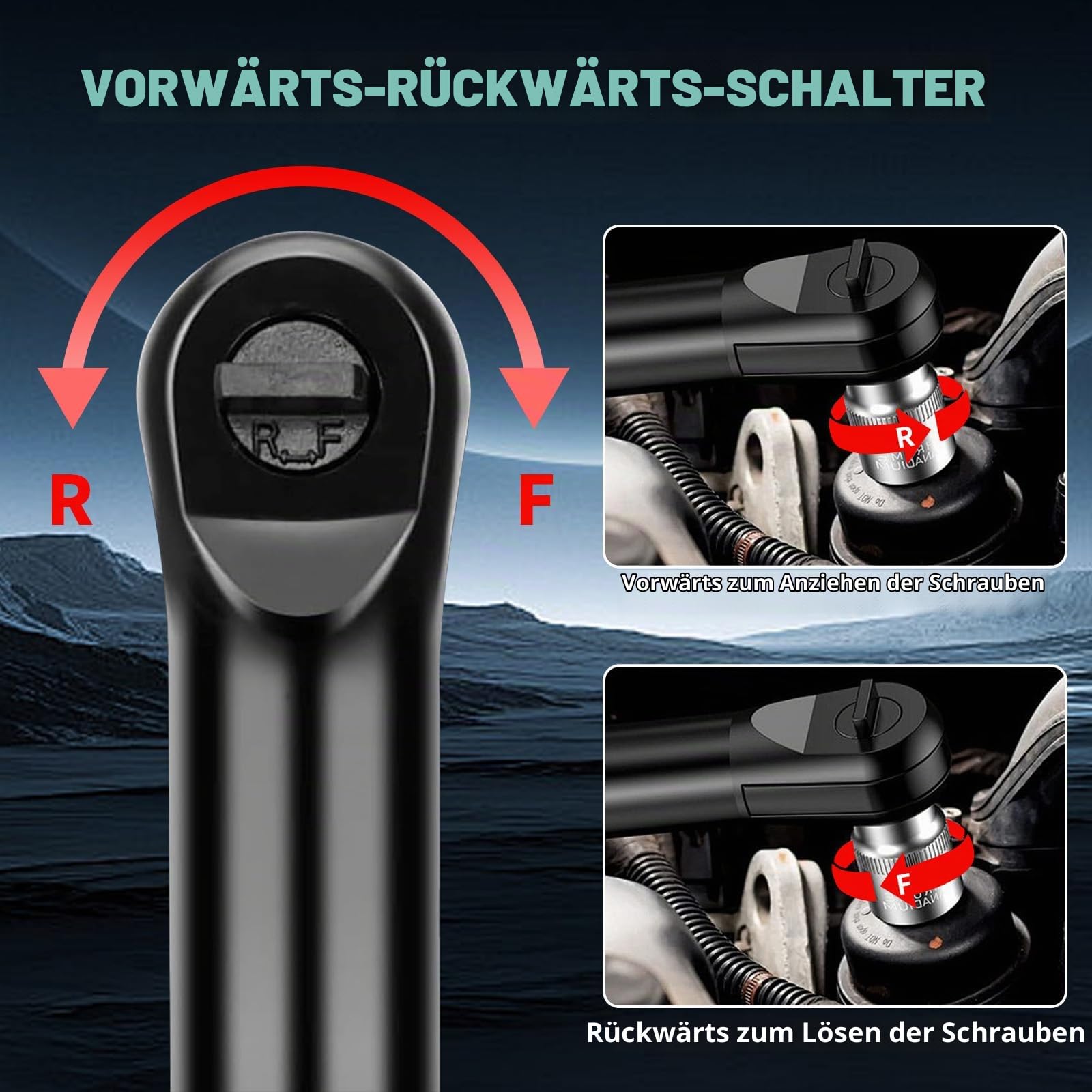 Akku Ratsche für Makita 18V-akku – 3/8" Ratschenschlüssel,60 Nm 400 U/min Elektrisch Ratschenschrauber, Kabelloser Ratsche mit 8 Steckschlüssel,1/4" Adapter und 3" Verlängerungsstange(Ohne-akku)