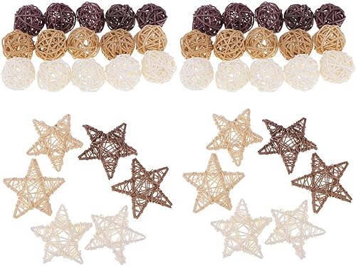 Miniatura 8 de Harilla 42pcs estrella mimbre bola Navidad fiesta jardín decoración adorno 2.8 in 1.2 in