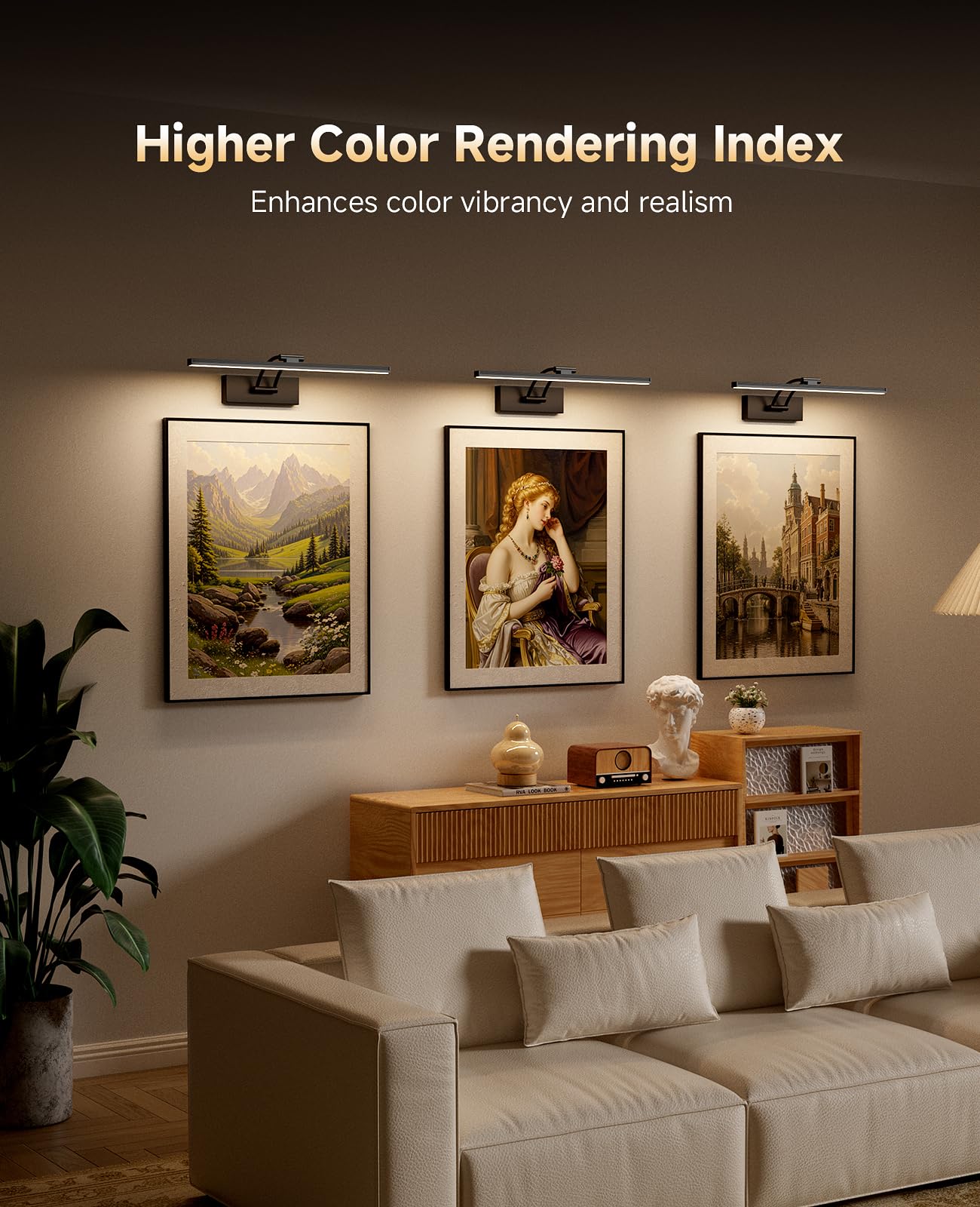YITGOG Picture Light for Wall Rechargeable Wireless Picture Light with Remote Control,Magnetic Painting Light with Dimmable & 3 Color Change Rechargeable Wall Lights for Dartboard Frame Mirror (Black) - Image 4