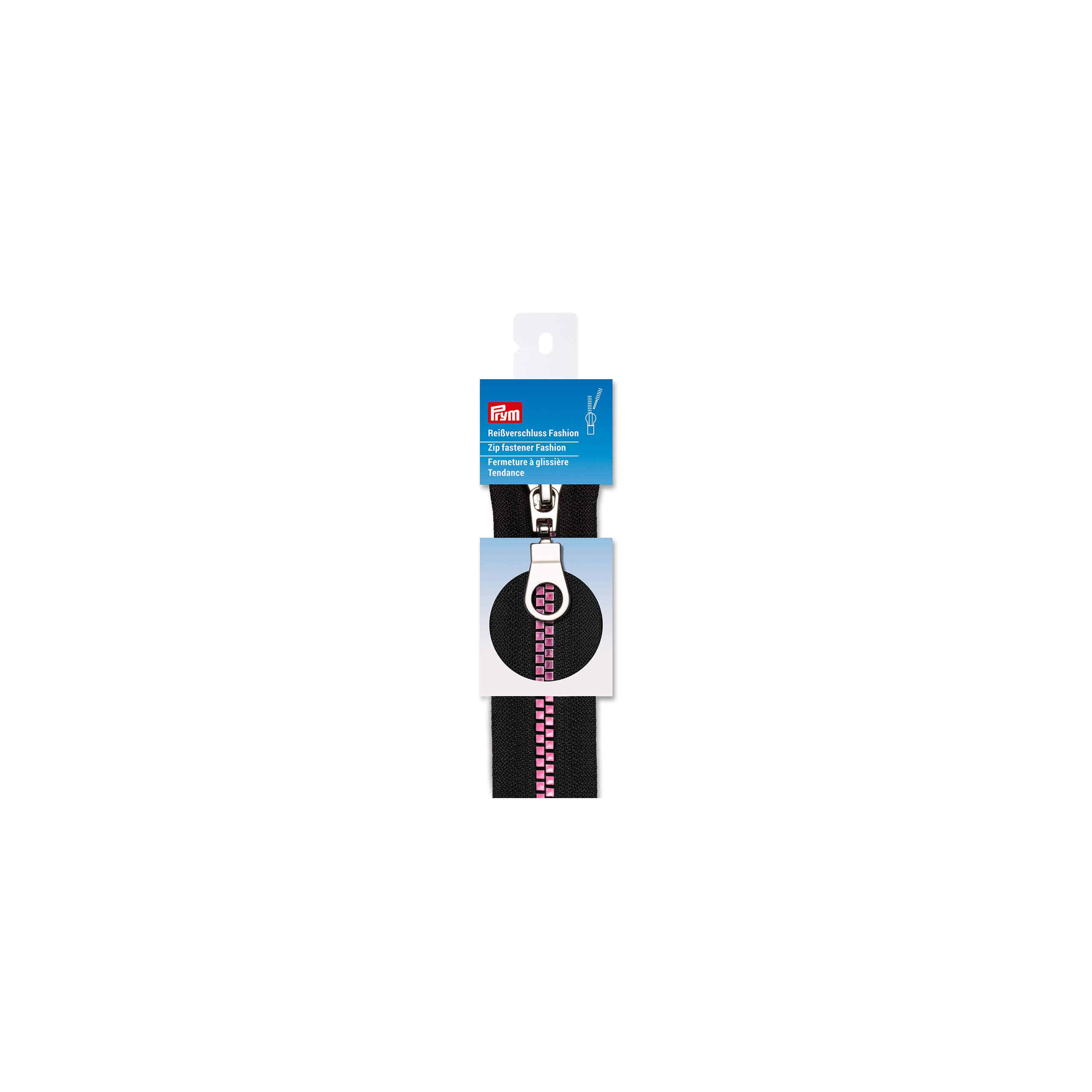 Prym Zip Fastening, Polyester, Black/Pink, 60 cm, Black / Pink