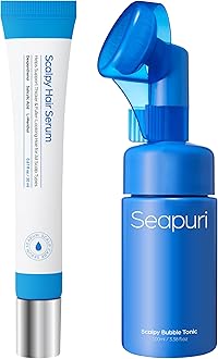 SeapuriScalpy Hair Growth Duo | Non-Greasy Lightweight 2-Step | Scalp Treatment for Stronger Roots | Hair Regrowth Serum, Anti-Dandruff Bubble Tonic