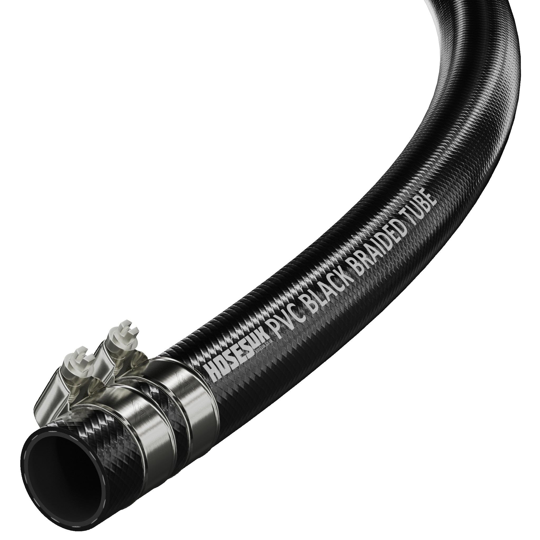 Tuyau d'arrosage tressé en PVC renforcé avec colliers de serrage, 13 mm x 19 mm, 2 m