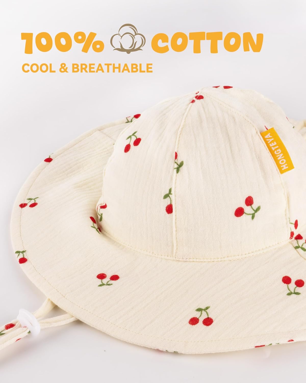 HONGTEYA Baby Sun Hat Muslin Toddler Bucket Hat for Girls Boys Infant Wide Brim Sun Protection UPF 50+ - Image 4