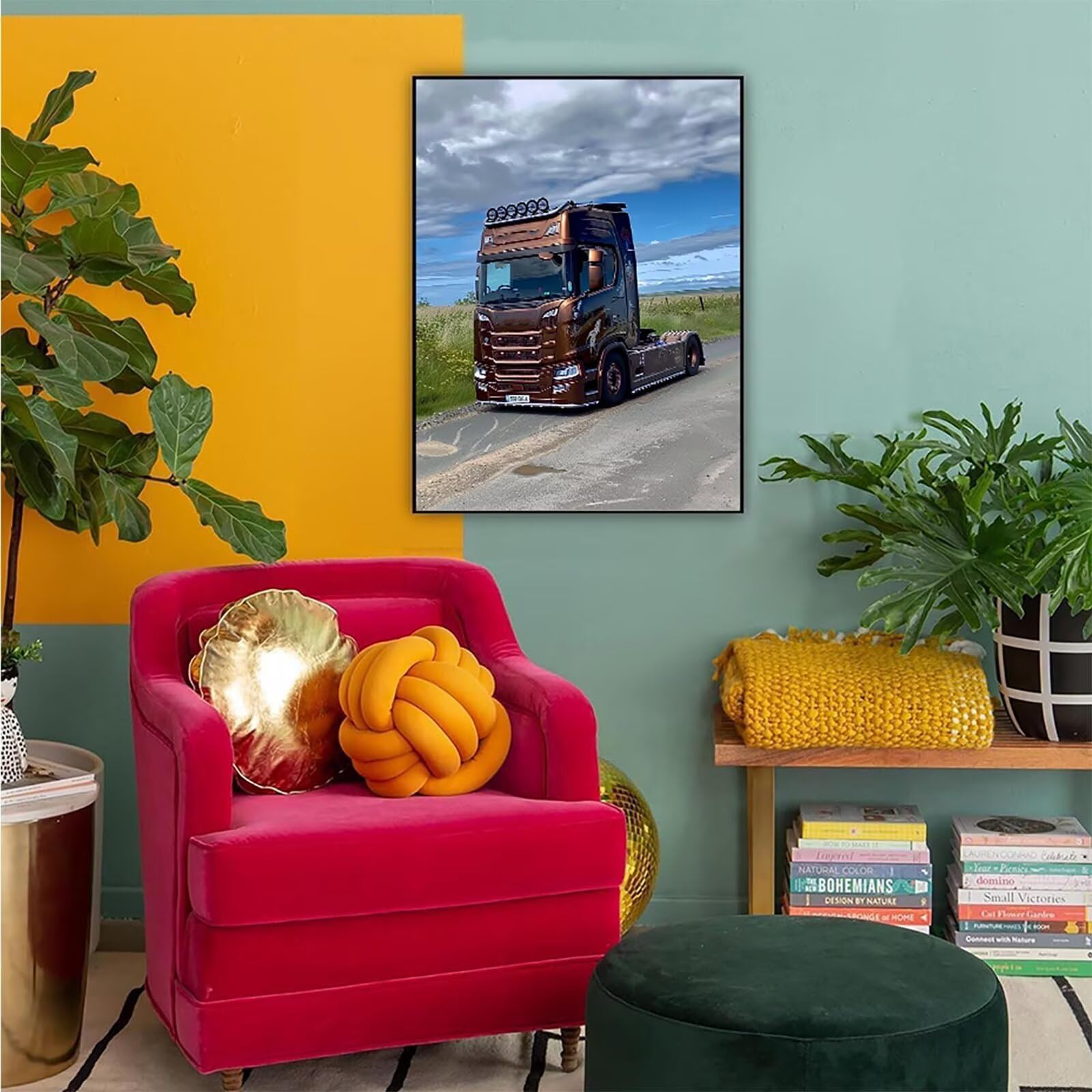 Diamond Painting Auto, Diamond Painting Erwachsene Camion Bastelset, DIY Diamant Malerei Runder Vollbohrer Diamanten Kinder Malerei Stickerei Kreuzstich Dekoration, Geschenk 90x120 cm PJY9 9-8