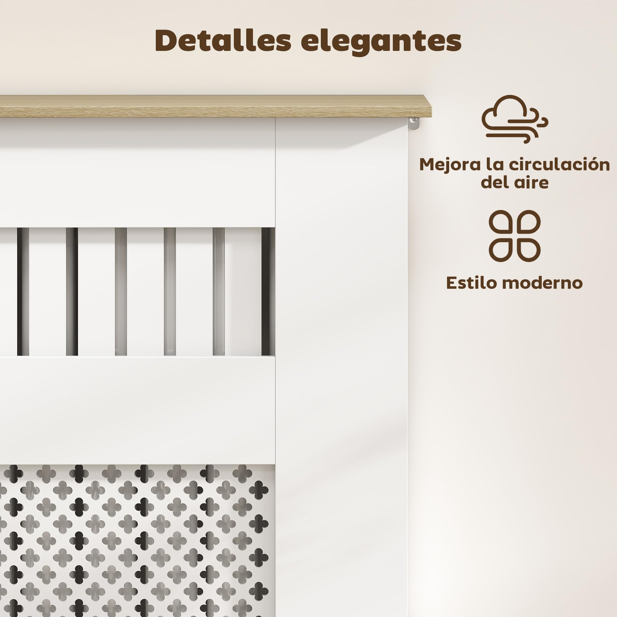 HOMCOM Cubre Radiadores, Cubreradiador de MDF, 78x19x81 cm, Cubierta para Radiador, Diseño Moderno de Listones y Nido de Abeja, para Salón, Dormitorio, Blanco