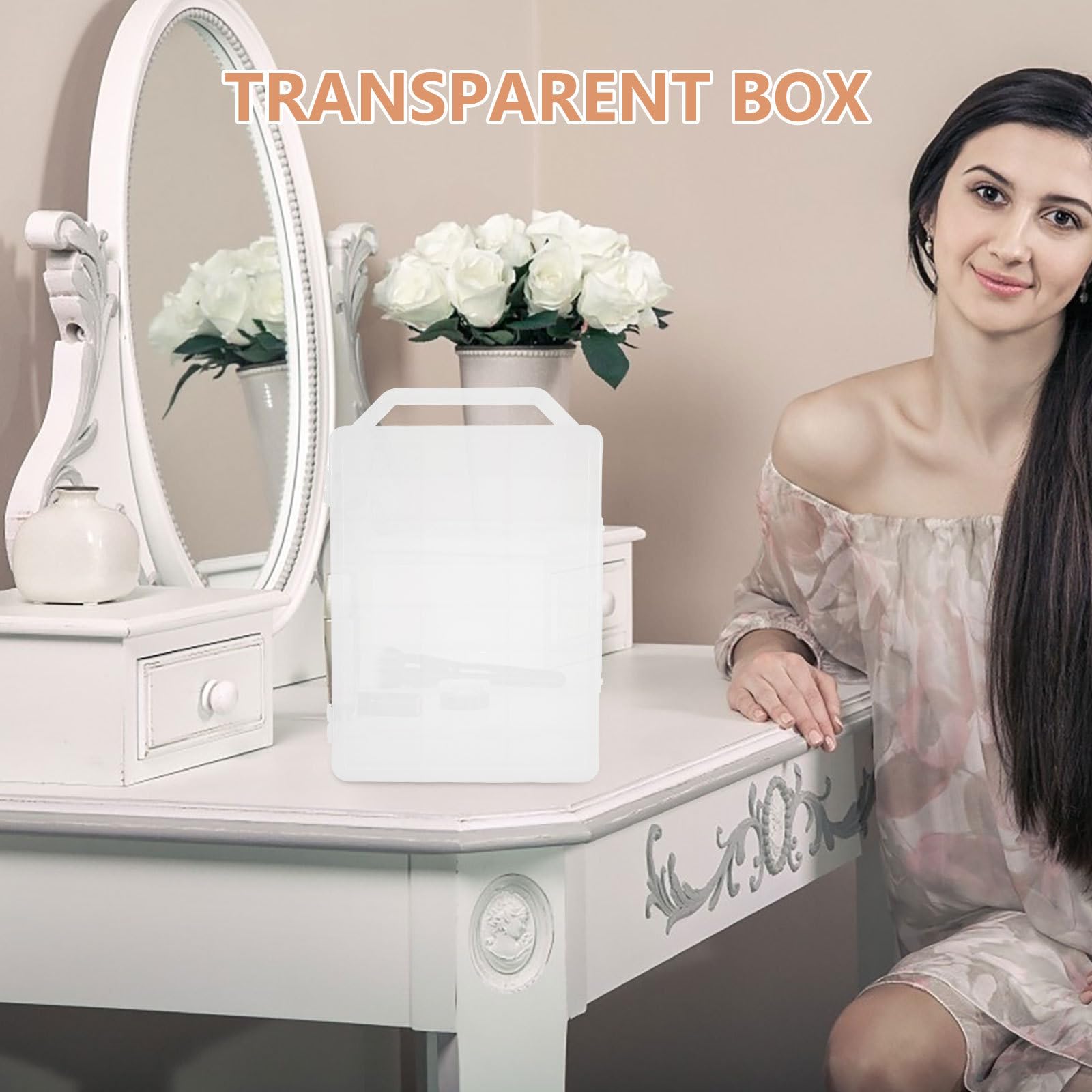 COHEALI Scatola Portaoggetti Trasparente 46 Scomparti Indipendenti in Plastica Pp a Doppio Strato Organizer Leggero e Capiente per Casa e Viaggio