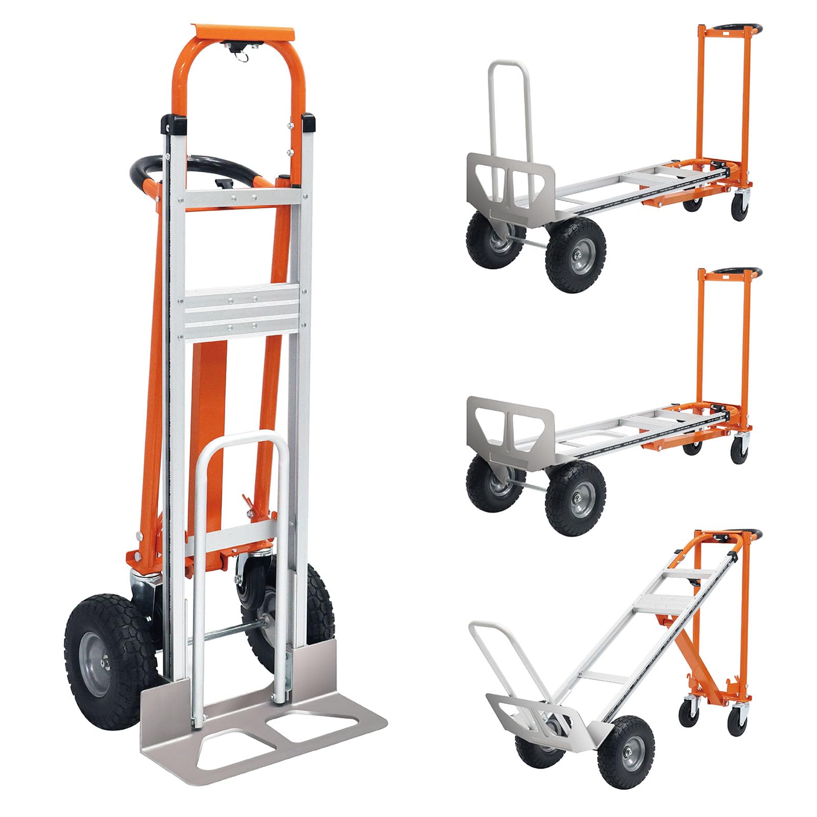 4 in 1 Convertible Hand Truck, Folding Hand Truck Dolly Cart with Solid Wheel, 1000LBS Heavy Duty Aluminum Hand Dolly for Logistics, Shopping, Home, Office Moving