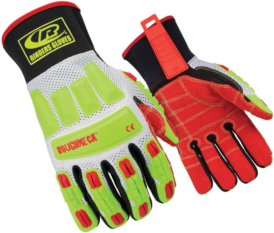 Ringers Gloves R-298 Roughneck® Vented, Heavy Duty Impact Glove, Breathable Vented Mesh, CE Level 3 Cut Protection, Large