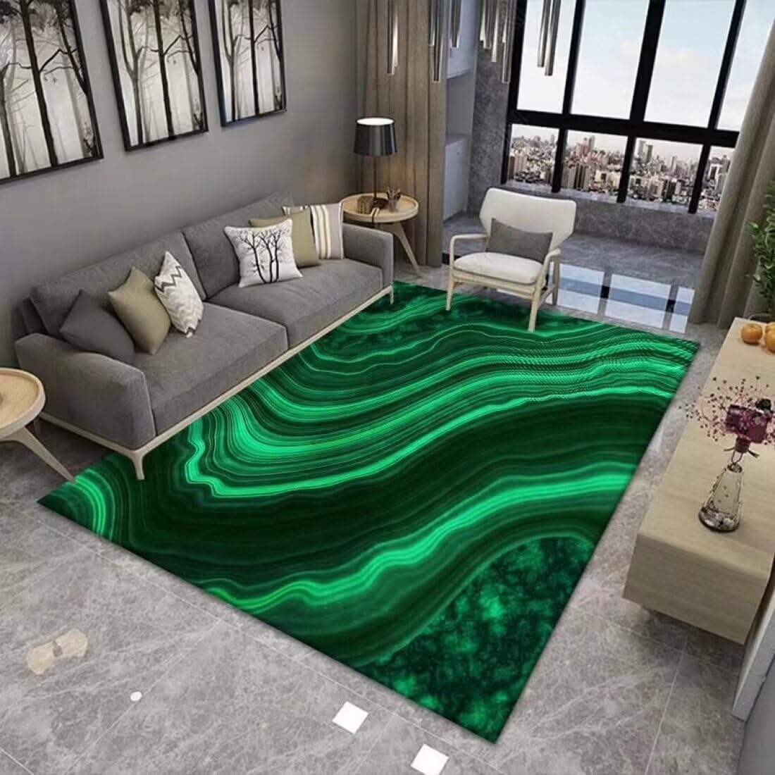 Tapis acoustique nuage fluide 160x200cm pour décoration de salon chic