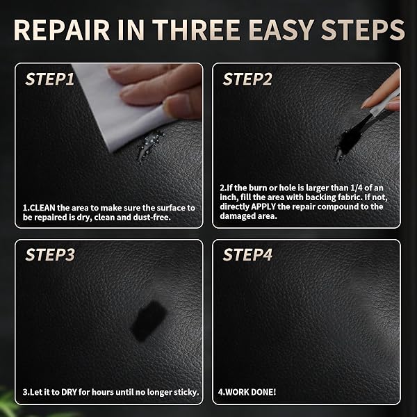 2026 New Advanced Leather Repair Gel, Multifunctional Leather Repair Kit for Car Seat Vinyl Repair Kit, Professional Leather Repair Coloured Cream Gel, Couch and Jacket Repair Kit (Black) - 5