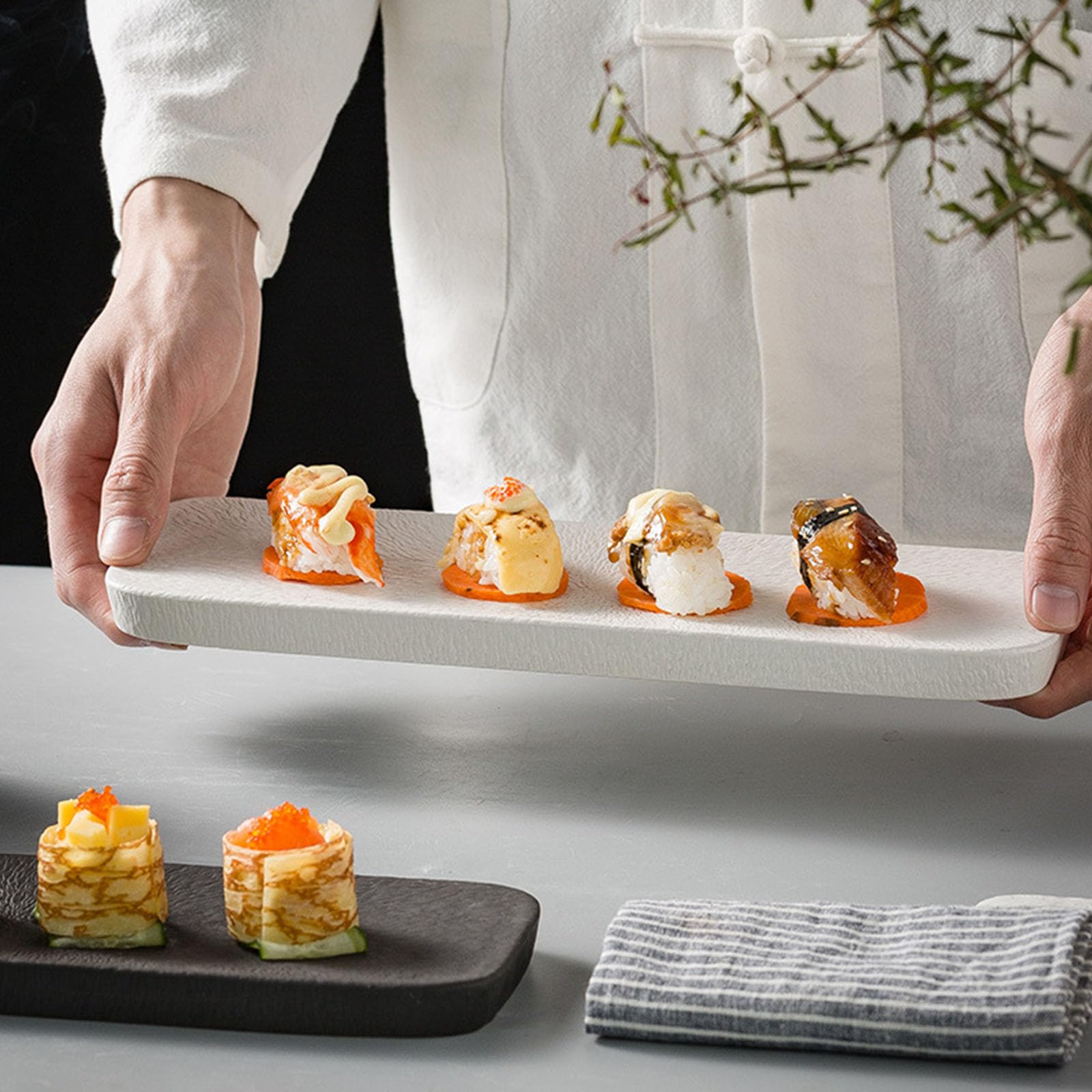 Assiette en céramique pour un usage domestique, idéale pour une présentation rapide et facile en céramique, assiette de présentation de sushis, bol à fruits, bol à goûter