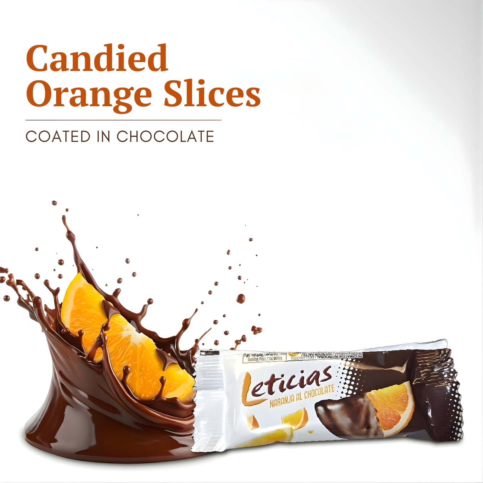 LAPASION - Gajos de naranja confitada con chocolate bolsa 1Kg (leticias).