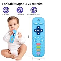 Vista 2 de Chuya Mordedores remotos de silicona para bebés, juguetes para dentición para TV, para bebés de 3-6-12-18 meses, juguetes para masticar para aliviar